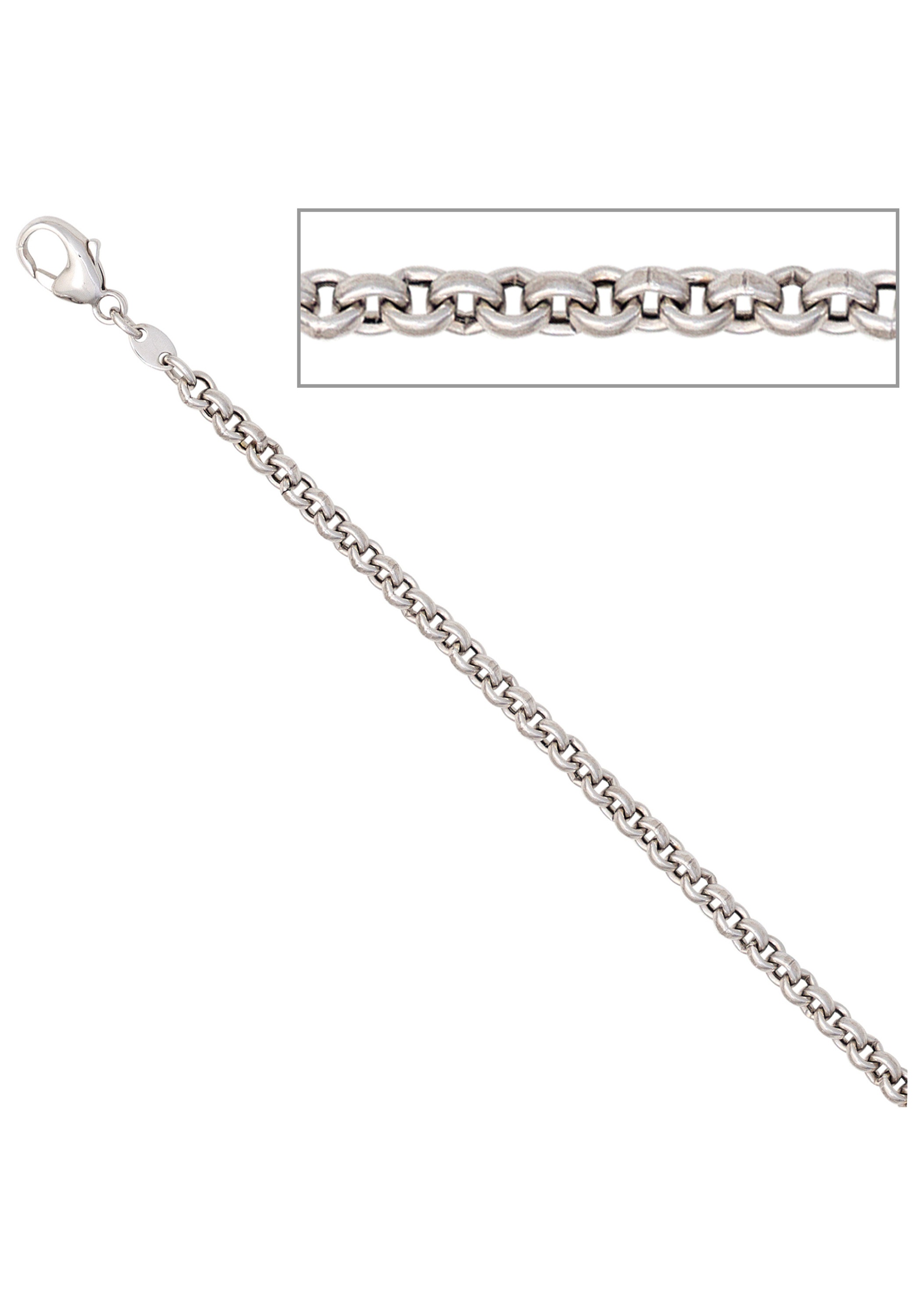 JOBO Goldkette, Erbskette 585 Weißgold 45 cm 3 mm