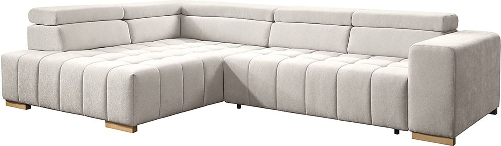 exxpo - sofa fashion Ecksofa »Elianos, hoher Sitzkomfort, aufwendige Kreuzsteppung im Sitz, L-Form« Kopfteile & Sitztiefe verstellbar, ohne Bettfunktion