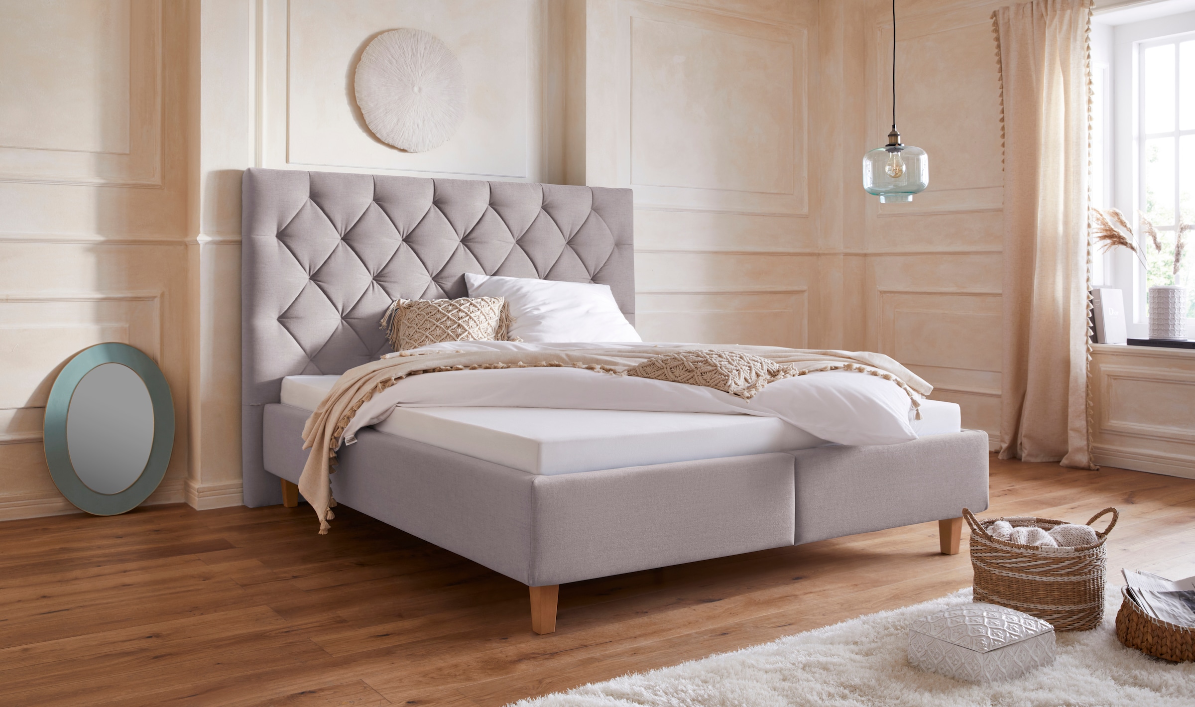 Home affaire Polsterbett "Sunley 140", Kreuzsteppung, Kopfteilhöhe 142 cm, günstig online kaufen