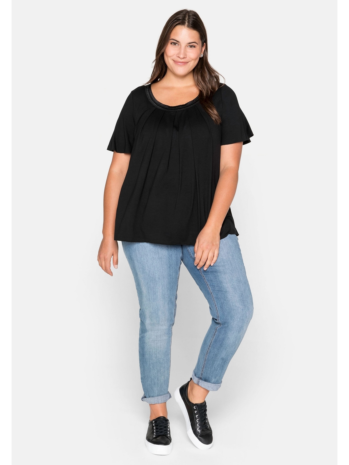 Sheego T-Shirt für A-Linie bestellen dekorativer Blende BAUR Größen«, | in »Große mit