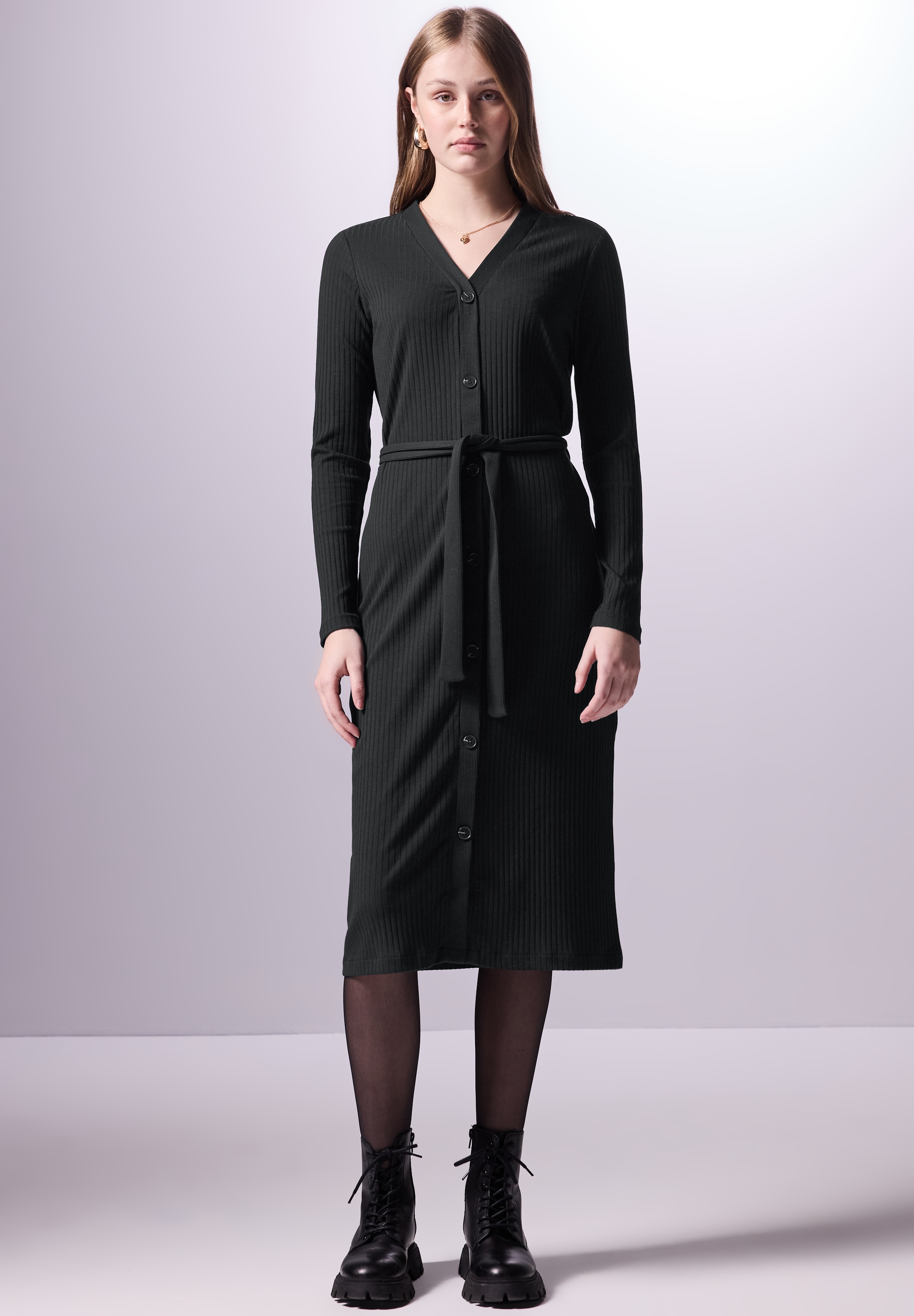 STREET ONE STUDIO Midikleid Ohne Taschen mit Knopfleiste günstig online kaufen