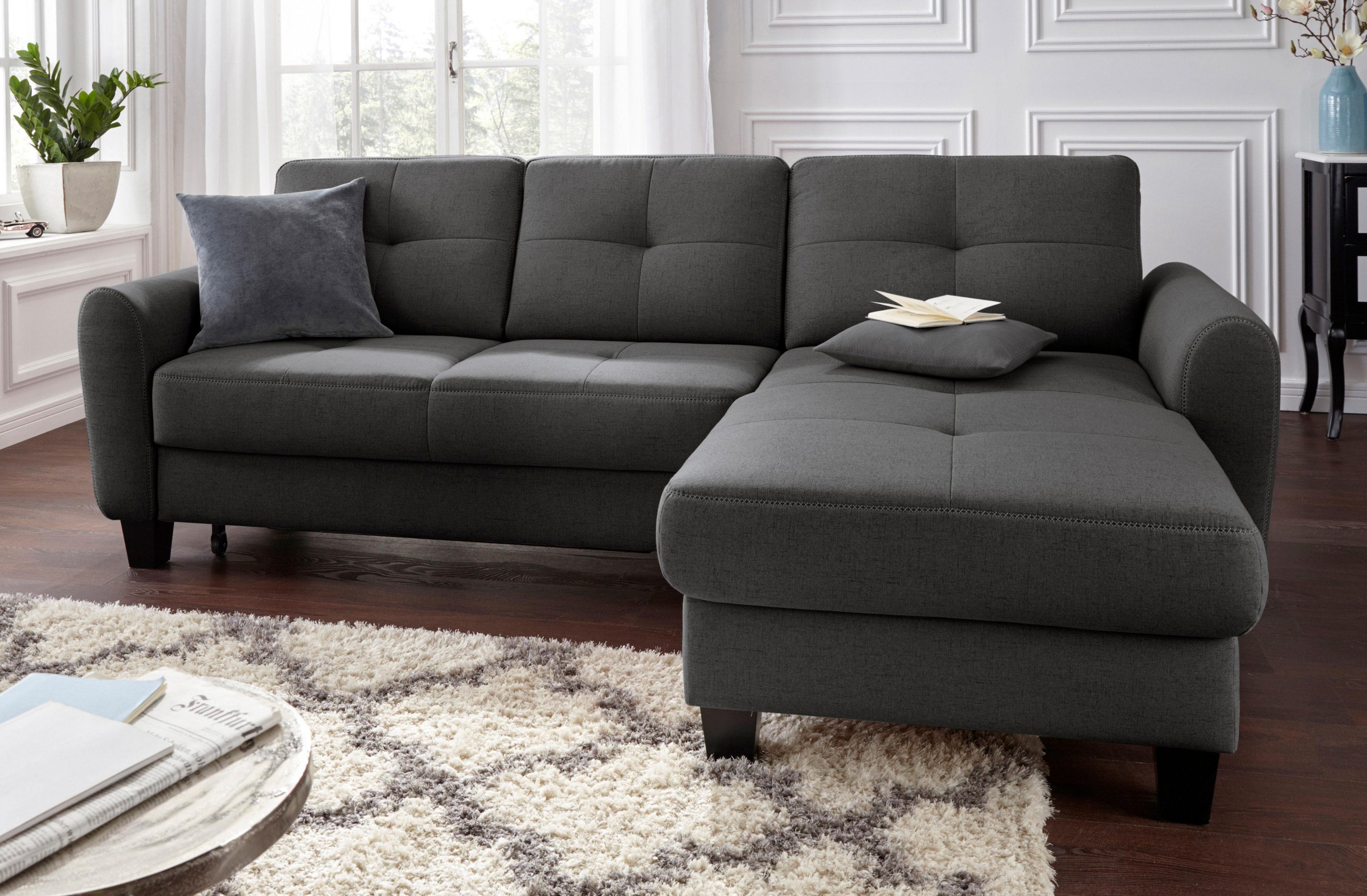 sit&more Ecksofa "Varese L-Form" mit Federkern, wahlweise mit Schlaffunktion und Stauraum