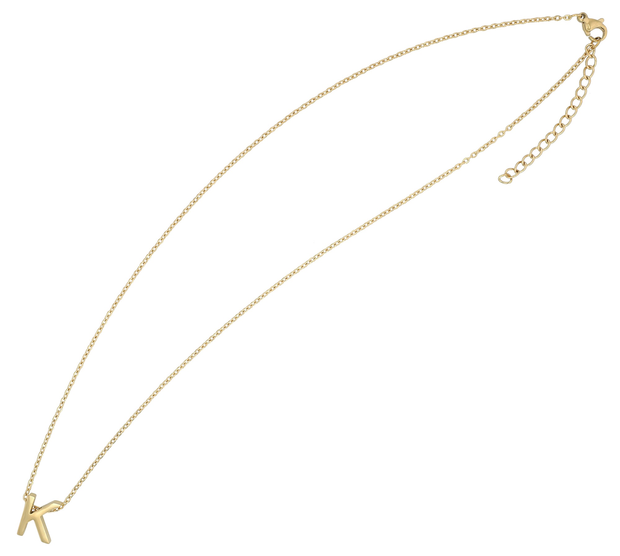 Kette ohne Anhänger ADELIA´S "Damen Halskette – Buchstabe N aus Edelstahl 45+5", gold, Halsketten, Damen, 50cm, Edelstahl, Zum Verschenken an Menschen, die Ihnen am Herzen liegen 2