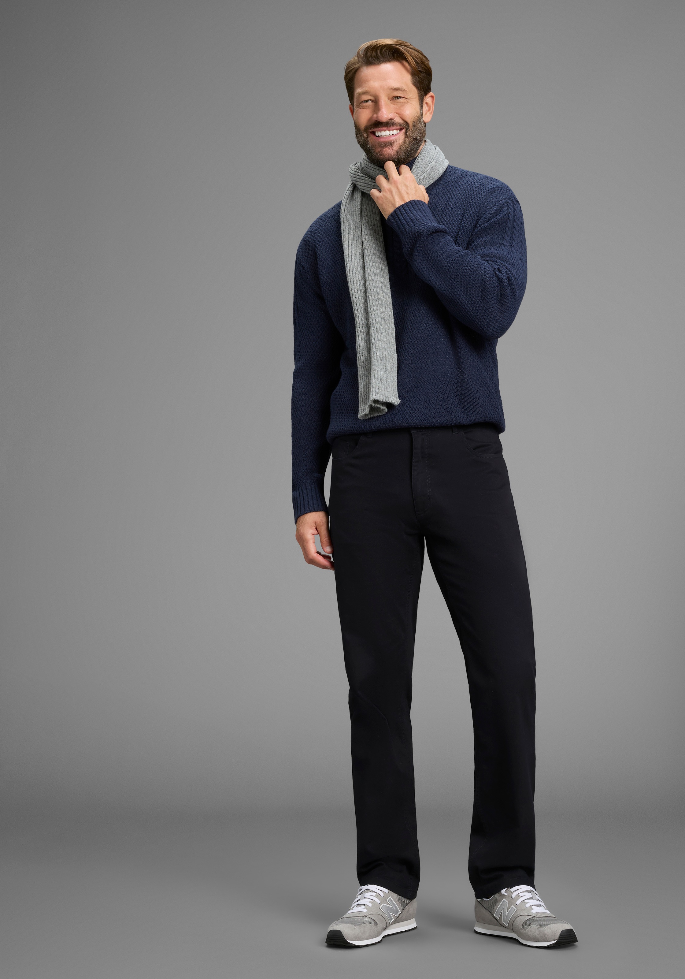 5-Pocket-Hose MAN'S WORLD, Herren, Gr. 31, N + U Gr, marine, Web, Obermaterial: 98% Baumwolle, 2% Elasthan, regular fit lang, Hosen 5-Pocket-Hose 3