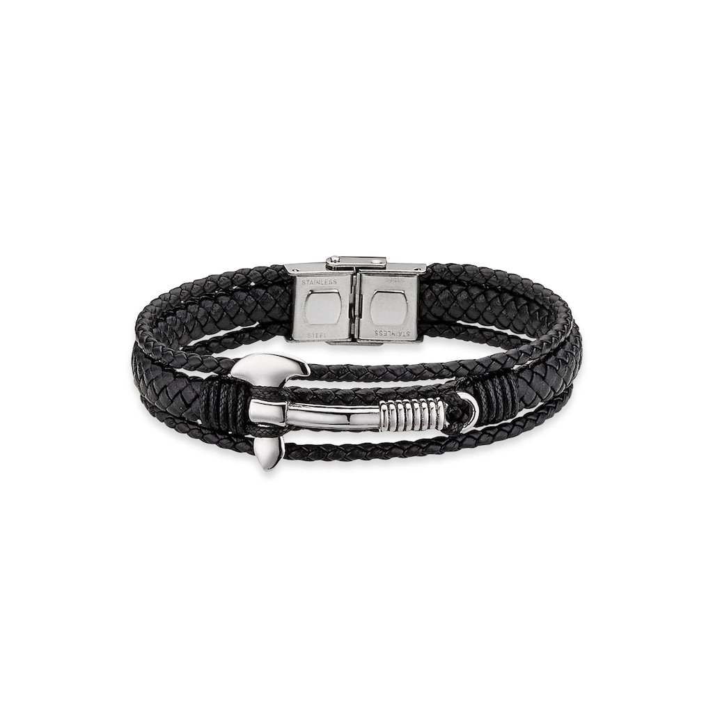 Bruno Banani Lederarmband »Schmuck Geschenk, Armkette Axt Lederband breit Silber«