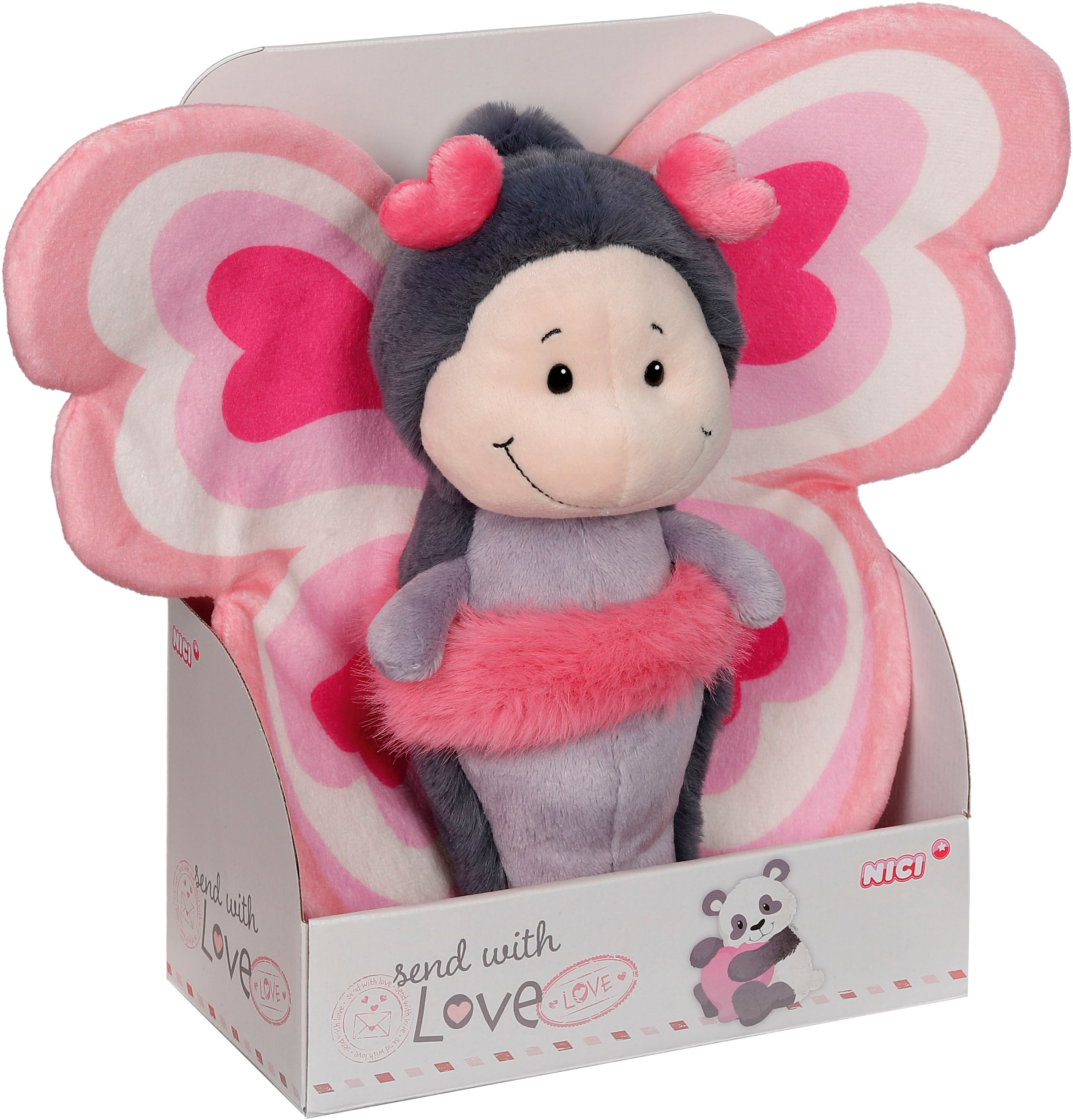 Nici Kuscheltier »Love, Schmetterling, 21 cm, in Geschenkbox«, enthält recyceltes Material (Global Recycled Standard)