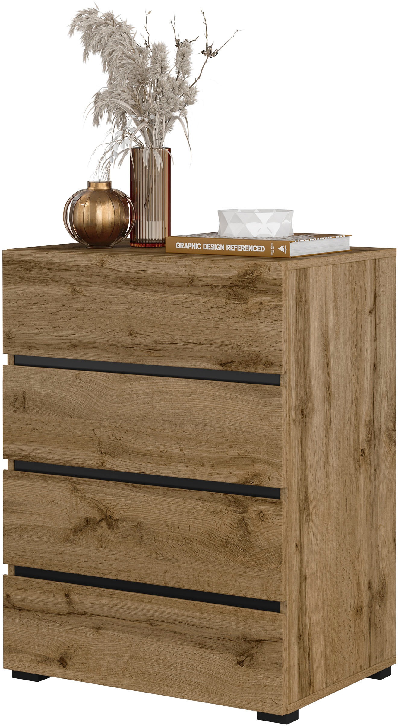 Thumbnail - OTTO home Kommode "Cross,Breite 60 cm, moderne grifflose Sideboard,4 Schubkästen" Schubladenschrank mit viel Stauraum, F...
