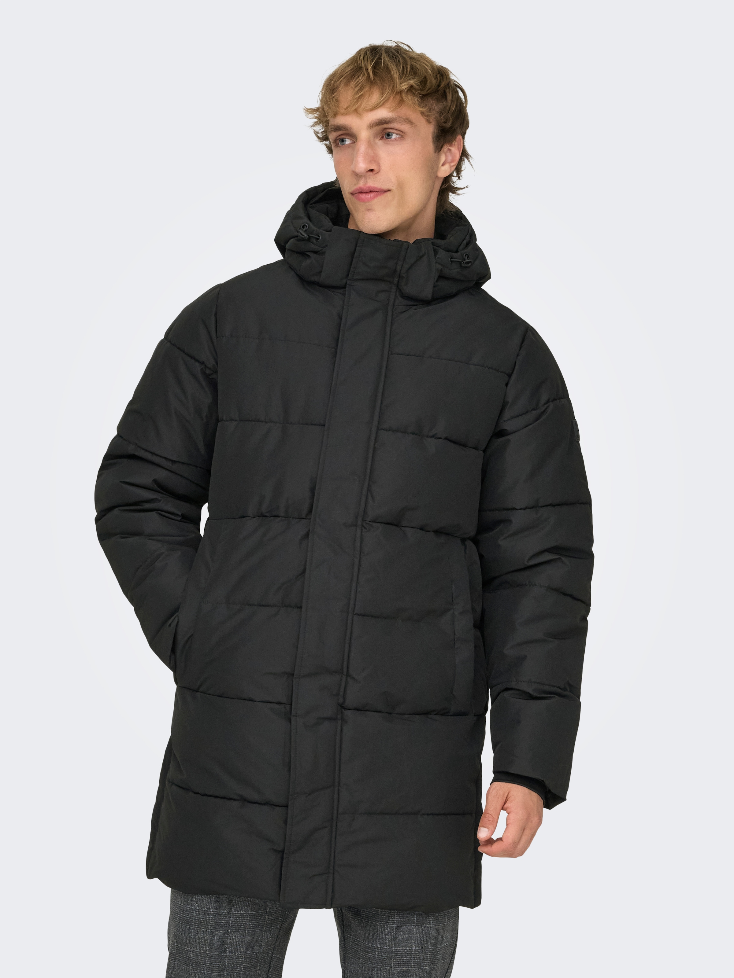 ONLY & SONS Steppjacke "ONSCARL LIFE LONG QUILTED COAT NOOS OTW" mit Kapuze günstig online kaufen