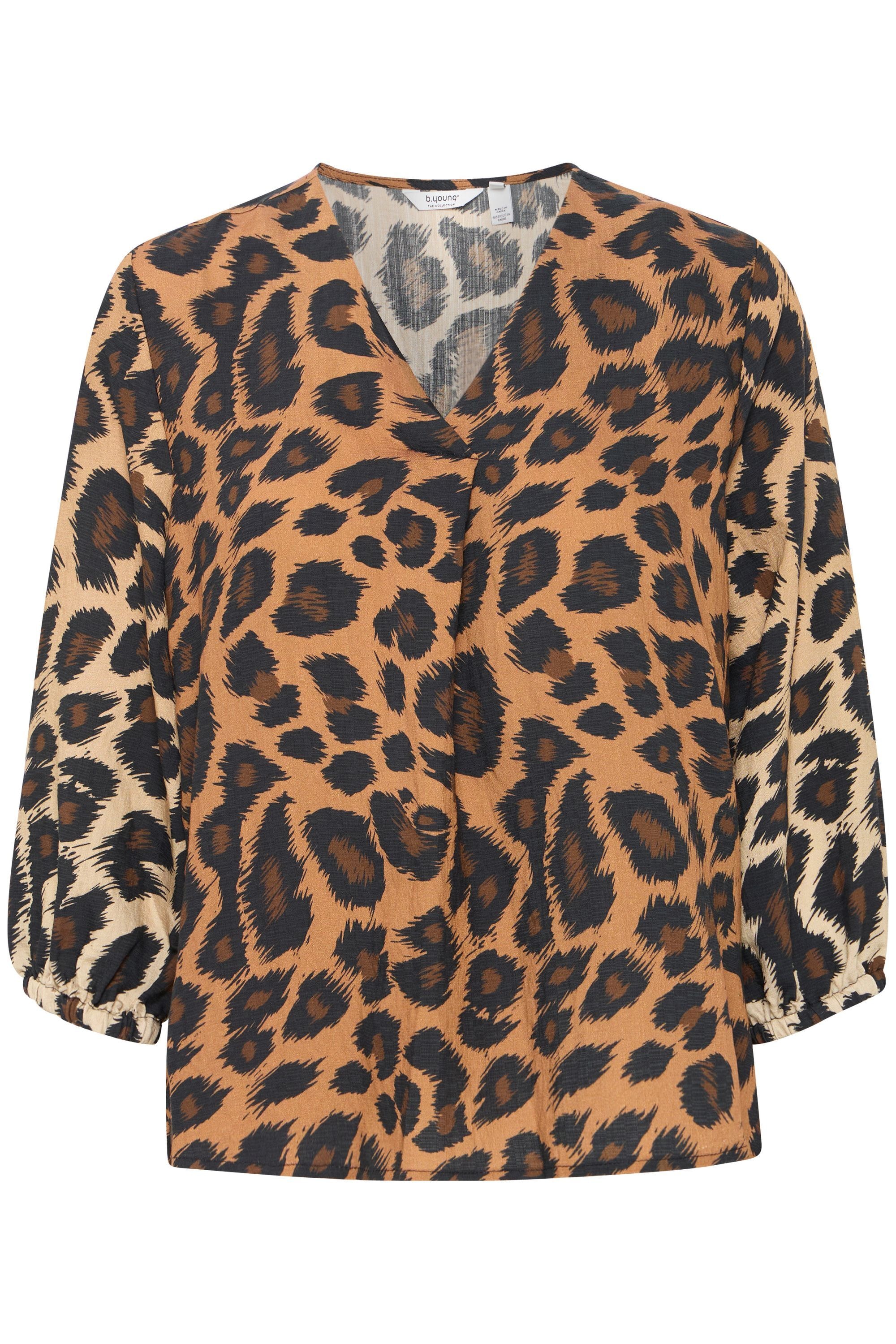 b.young Kurzarmbluse "Kurzarmbluse BYHINVA LEOPARD BLOUSE -"