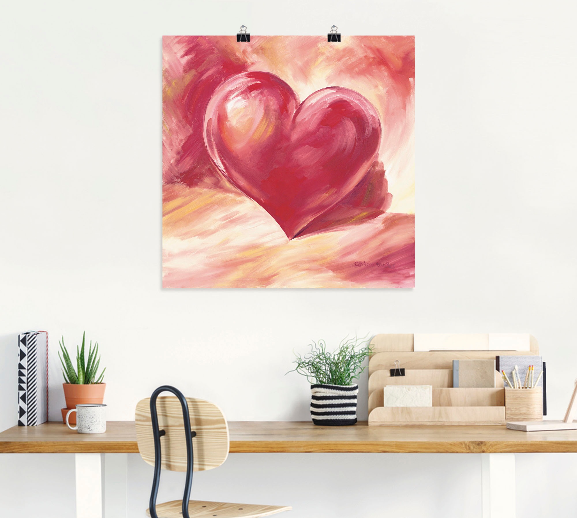 Artland Wandbild »Rosa/rotes Herz«, Herzen, (1 St.), als Alubild, Outdoorbild, Leinwandbild, Poster, Wandaufkleber