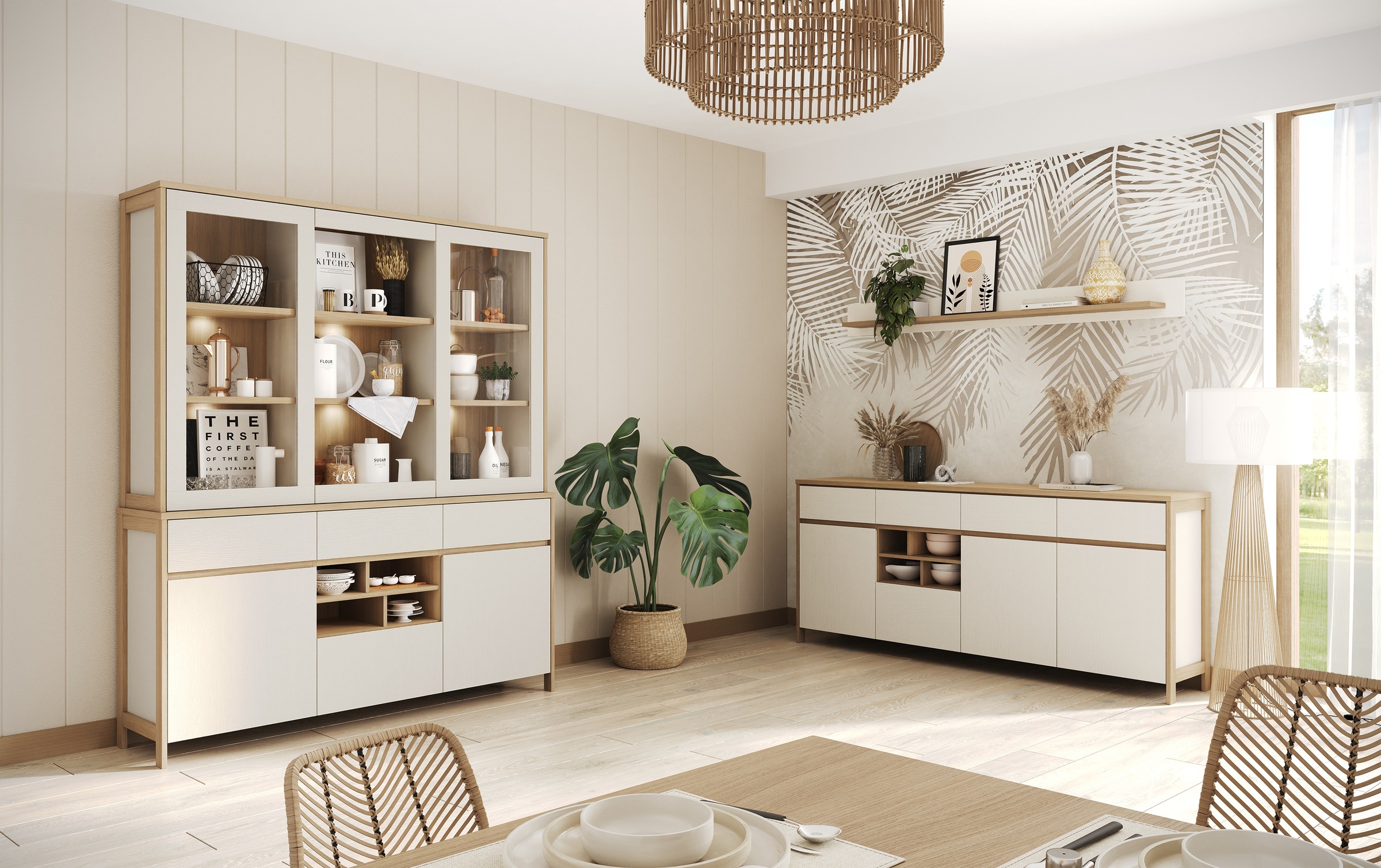 Home affaire Wohnwand "Stranda, moderne Anbauwand, Komplettset im Scandi-St günstig online kaufen