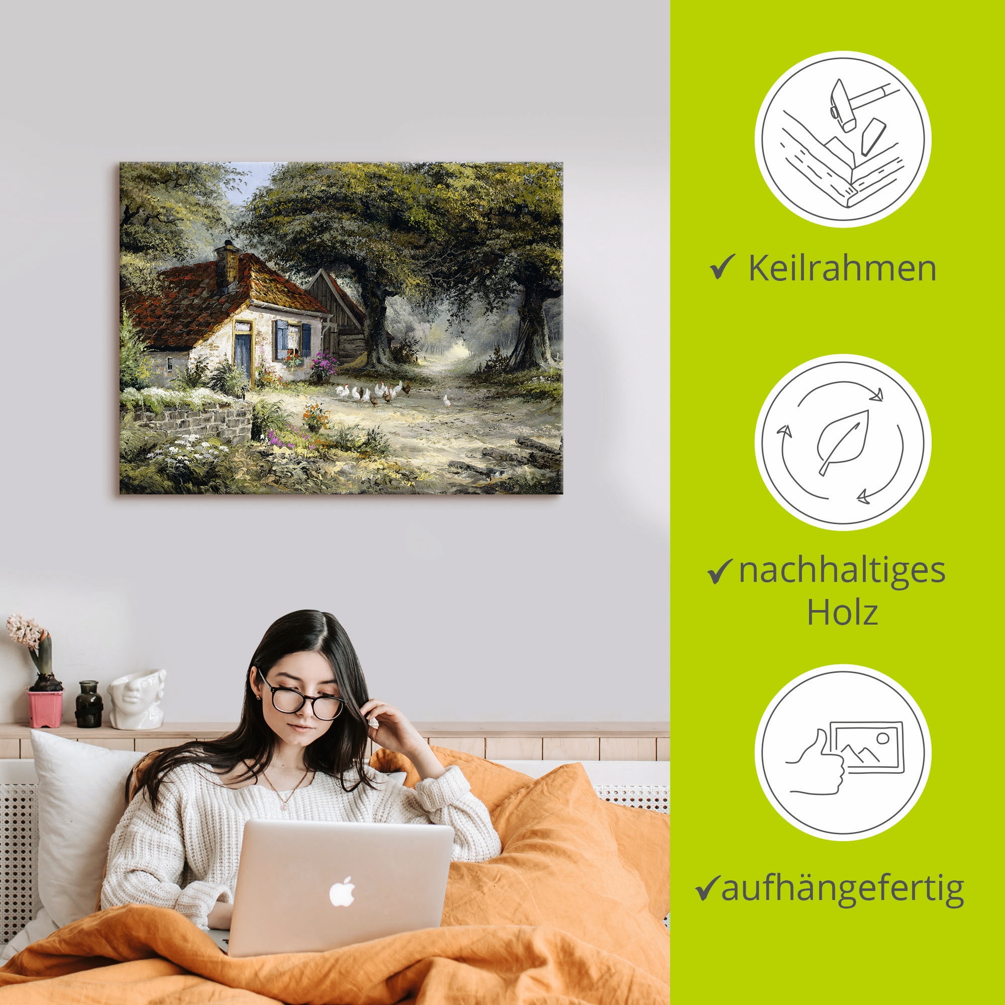 Artland Wandbild »Märchenhaftes Ferienhaus«, Garten, (1 St.), als Leinwandbild, Poster in verschied. Größen
