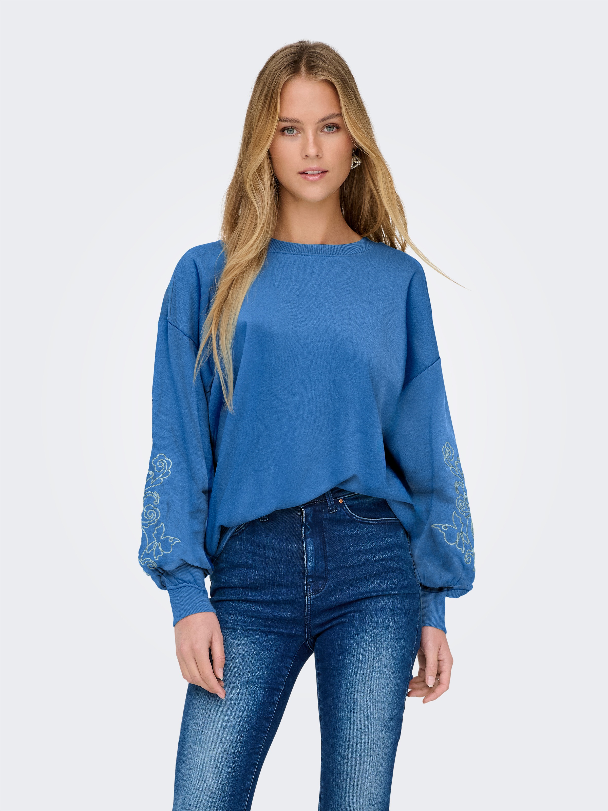ONLY Sweatshirt "ONLBROOKE L/S O-NECK FLOWER SWT", Baumwollmischung, regula günstig online kaufen