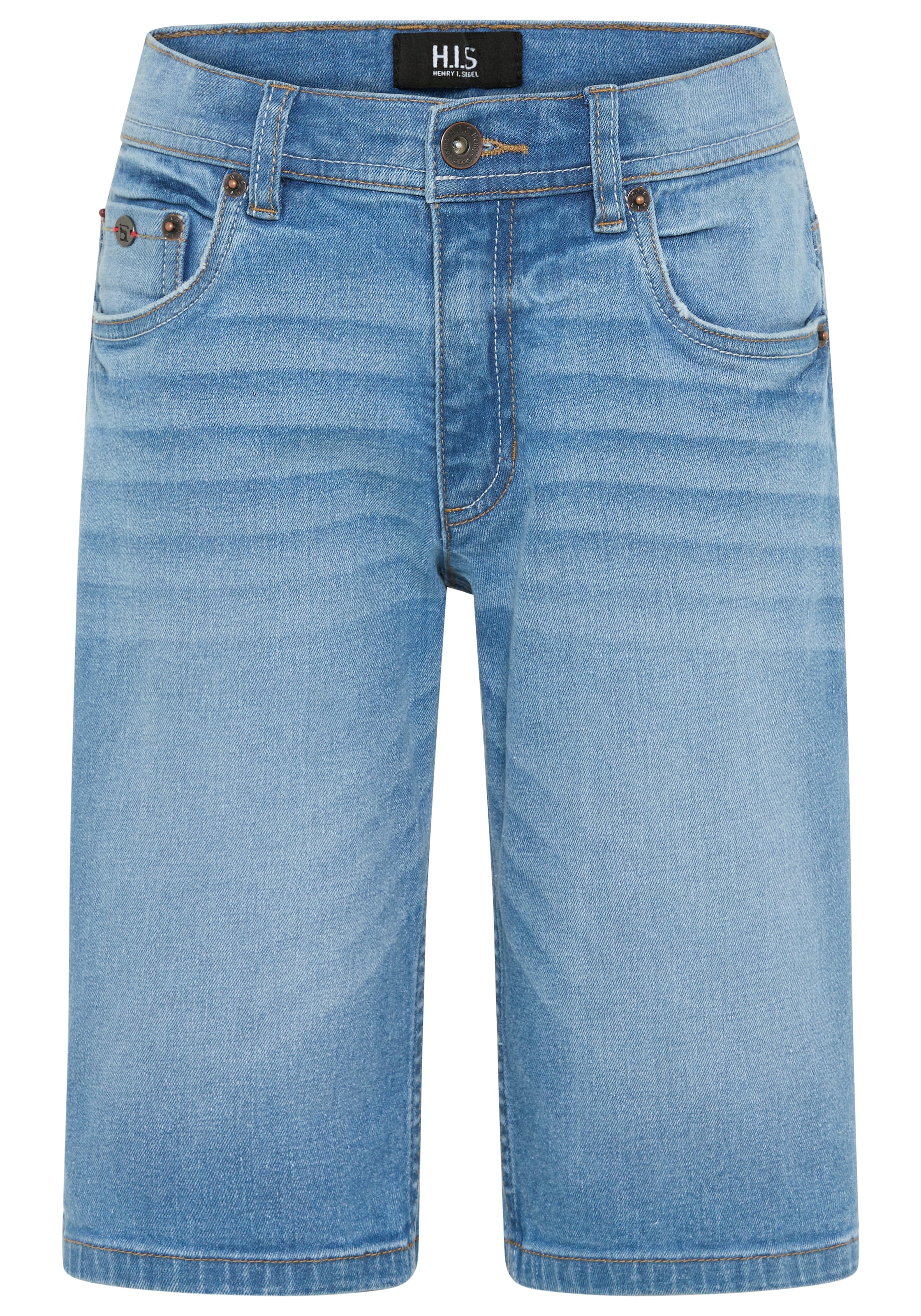 H.I.S Jeansbermudas »Regular fit Jeansbermudas für Jungen« gerader Beinverlauf, mit verstellbarem Gummizug im Bund