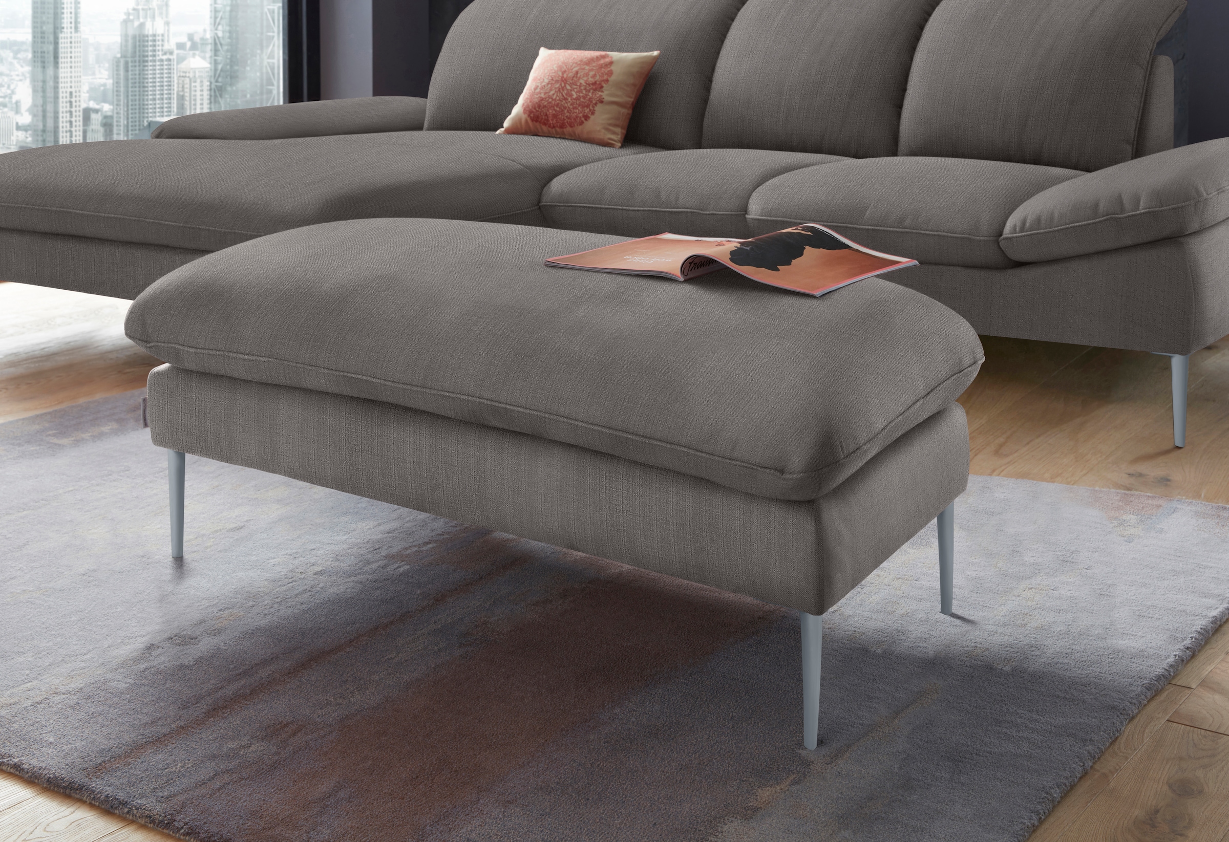 W.SCHILLIG Hocker "enjoy&MORE", Füße silber matt, Breite 106 cm günstig online kaufen