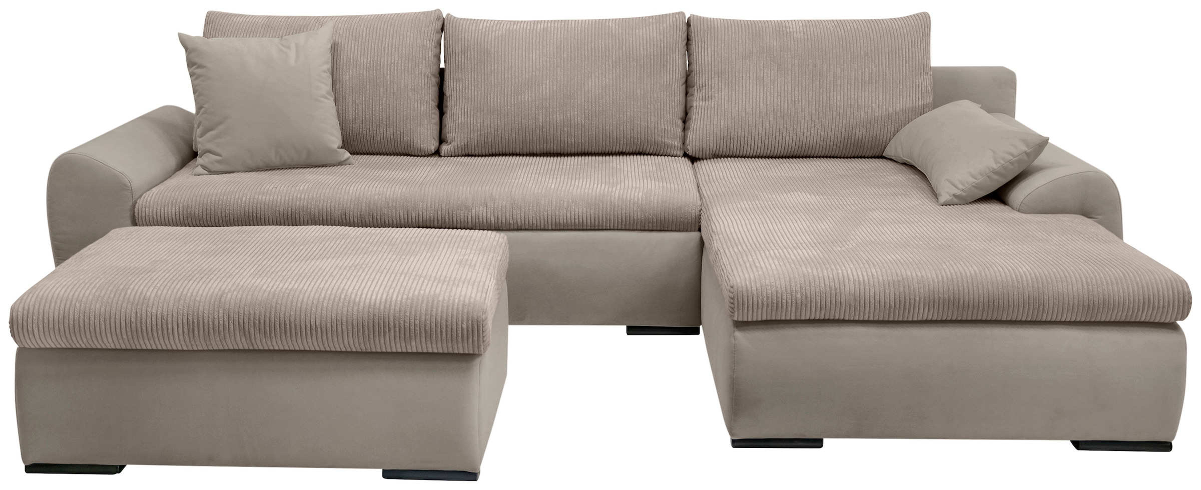 Home affaire Ecksofa »Win, L-Form, Breite 285cm«, optional mit Schlaffunktion und Bettkasten, taupe, Cord