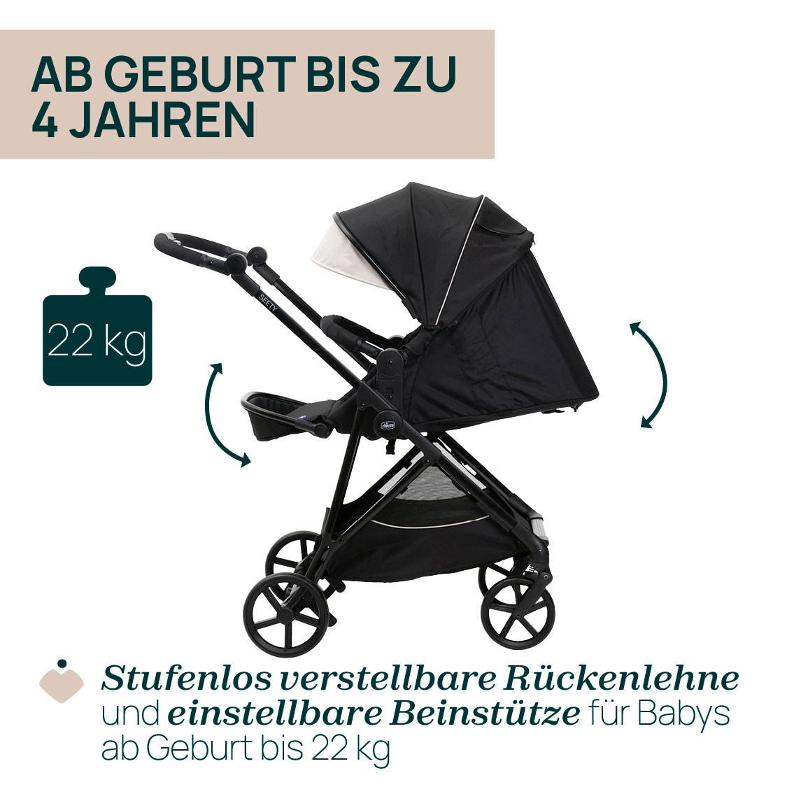 Chicco Kinder-Buggy »Seety Etna Black«, 22 kg