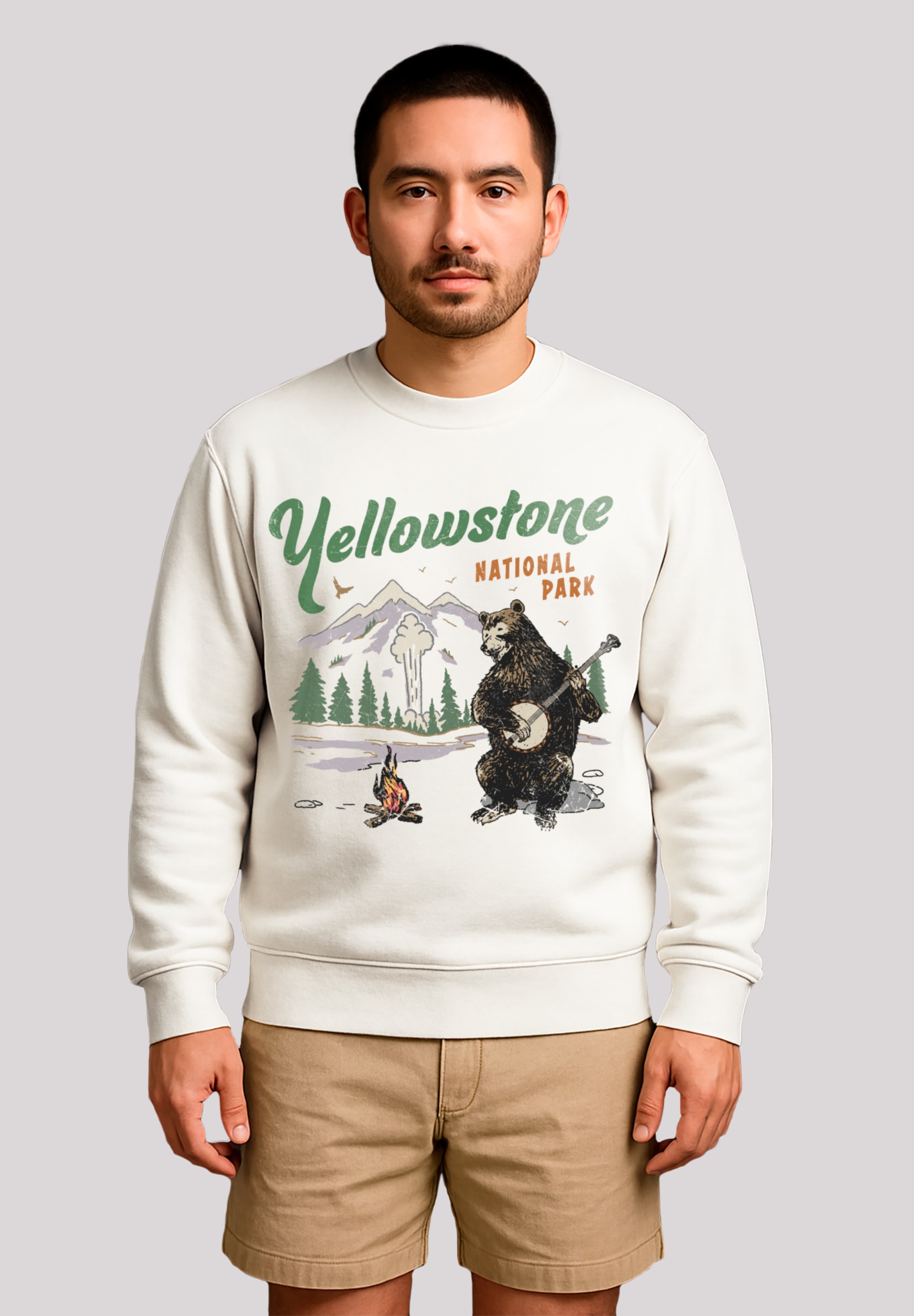 F4NT4STIC Sweatshirt "US National Parks Yellowstone Bear Playing Banjo", Pr günstig online kaufen