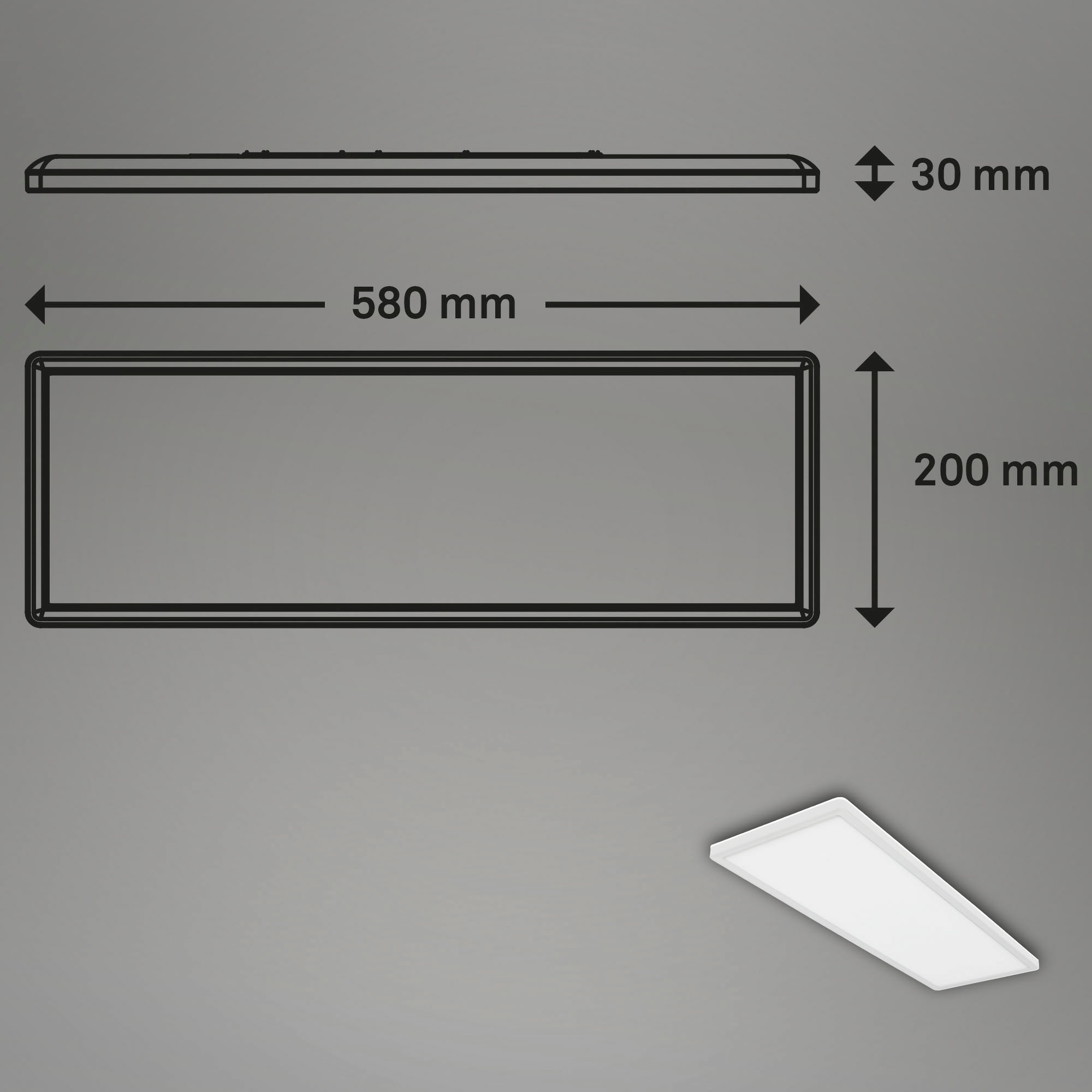 Briloner Leuchten LED Panel »7402416 SLIM«, Leuchtmittel LED-Board | LED fest integriert, Deckenlampe, 58x20x3cm, Weiß, 22W, Wohnzimmer, Schlafzimmer, Küche