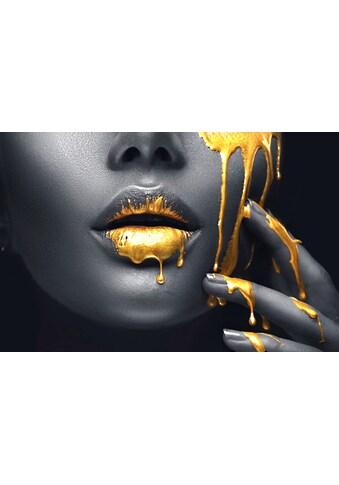 Fototapete »GOLDENE LIPPEN-SCHMUCK ART DESIGN ABSTRAKT MUSTER KUNST«