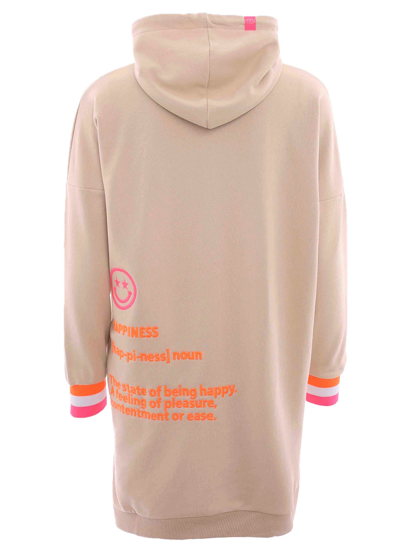 Zwillingsherz Sweatkleid, mit Kapuze, Fronstickerei, Kängurutasche, Neonpri günstig online kaufen