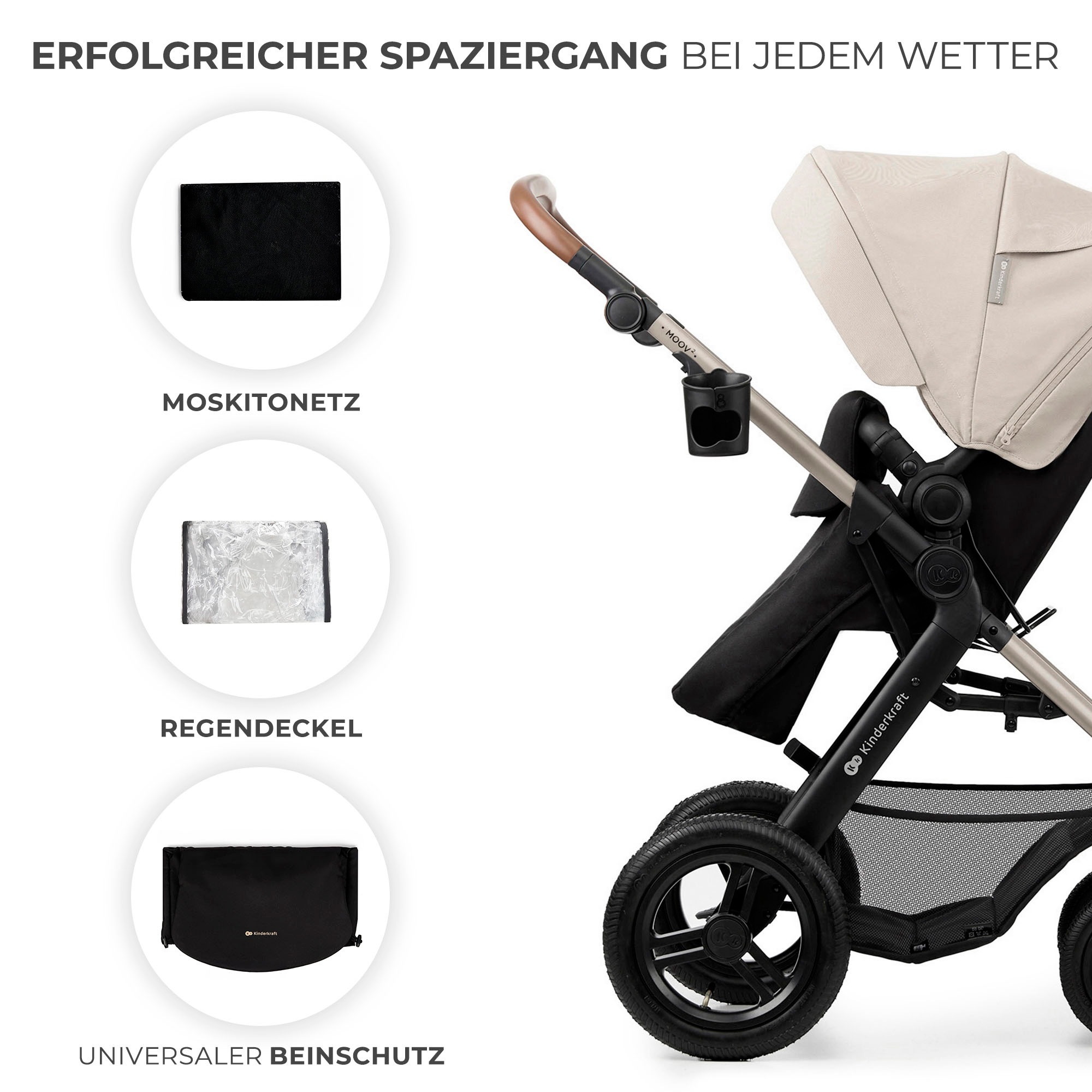 Kinderkraft Kombi-Kinderwagen »MOOV 2 4in1 AIR«, 27 kg, mit Luftreifen