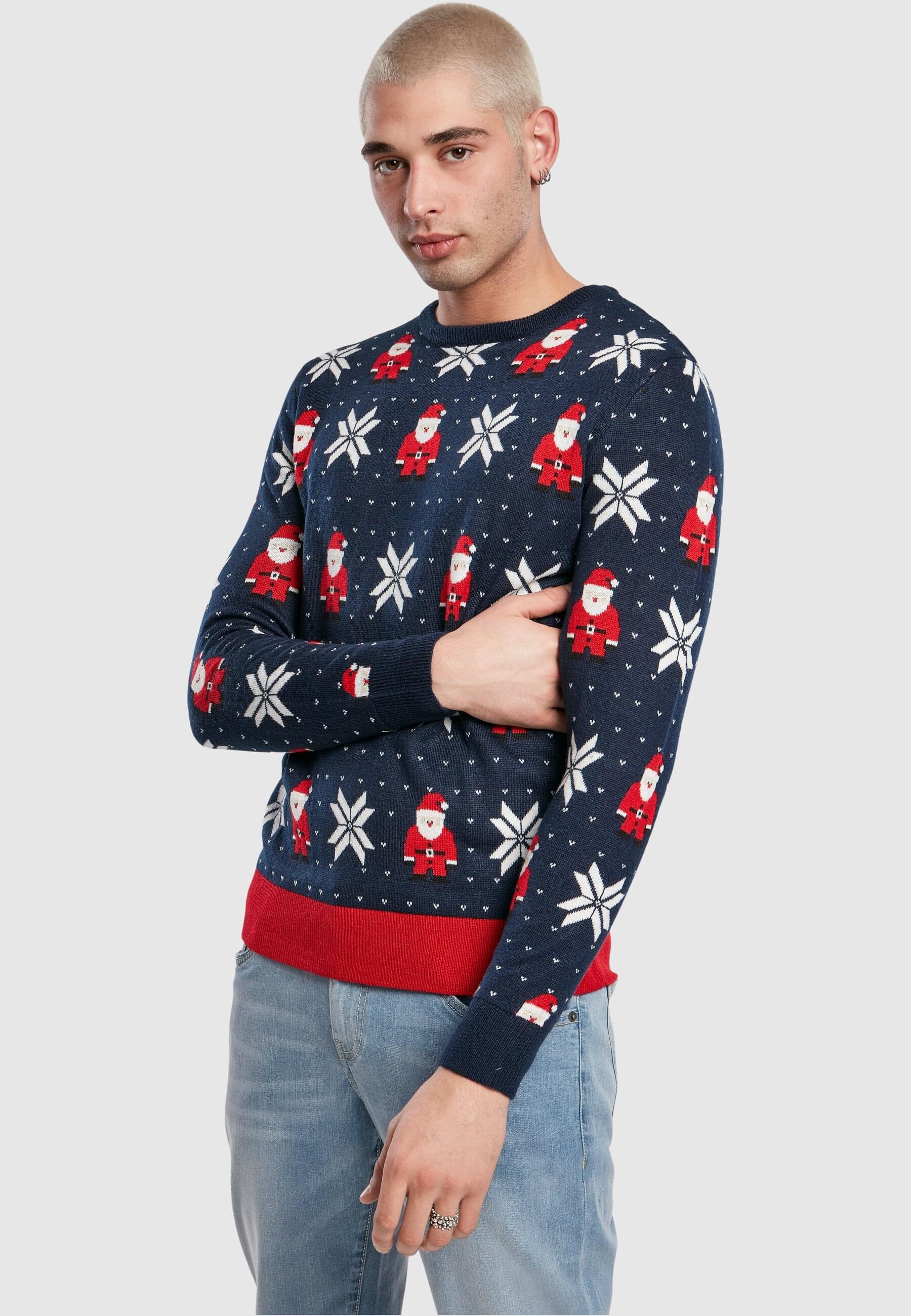 URBAN CLASSICS Rundhalspullover »Urban Classics Herren Nicolaus And Snowflakes Sweater«, (1 tlg.)