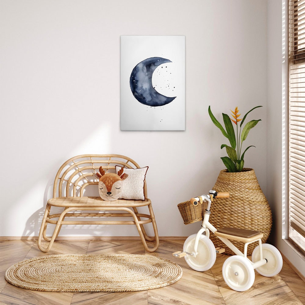 A.S. Création Leinwandbild "Blue Crescent - Wandbild Weiß Blau Keilrahmen K günstig online kaufen