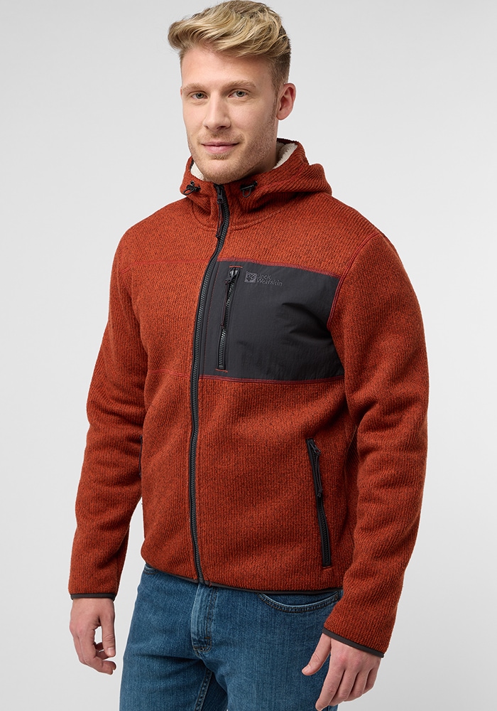 Jack Wolfskin Fleecejacke "KAMINFEUER HOODED JKT M", mit Kapuze