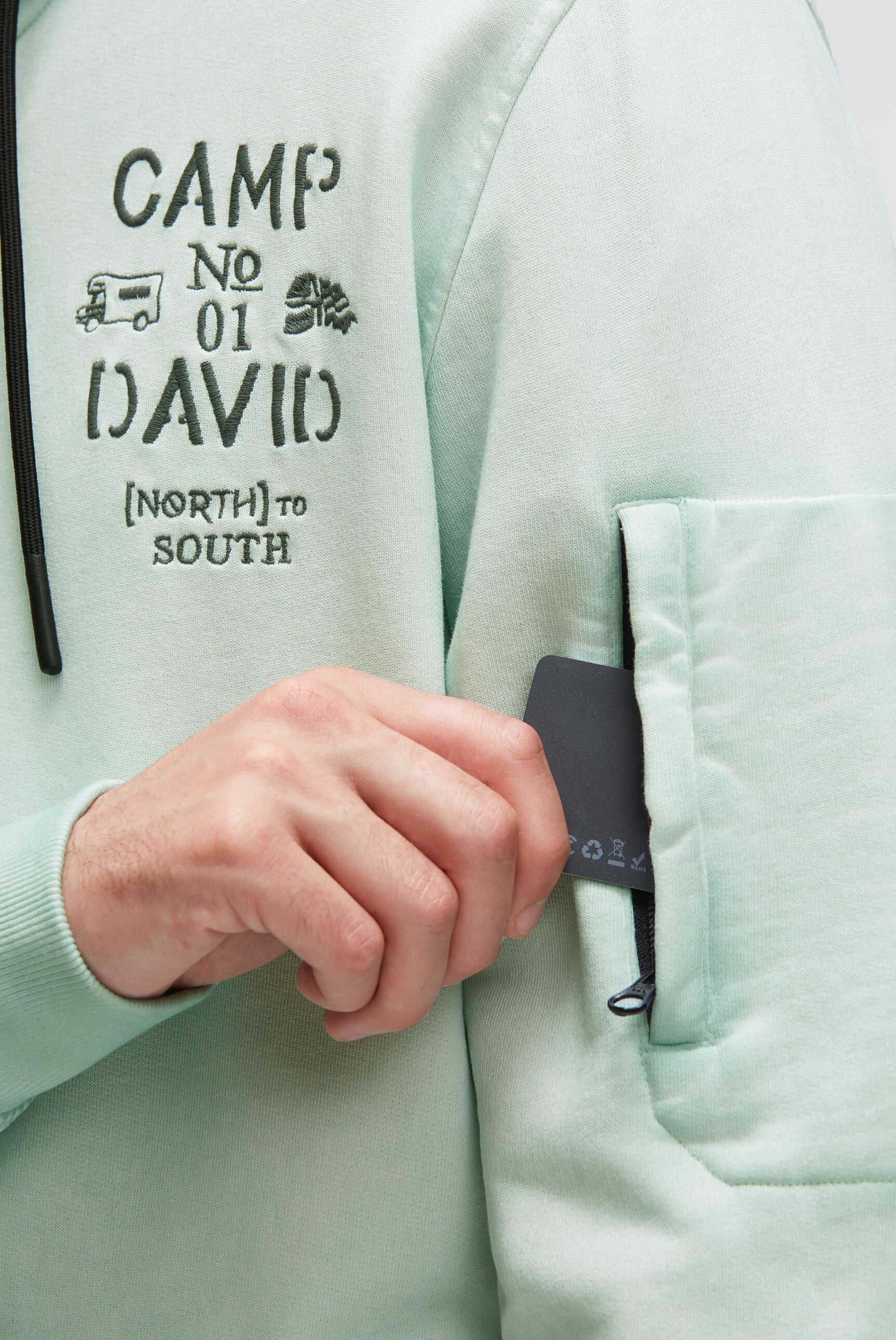 CAMP DAVID Kapuzensweatjacke mit Ärmeltasche