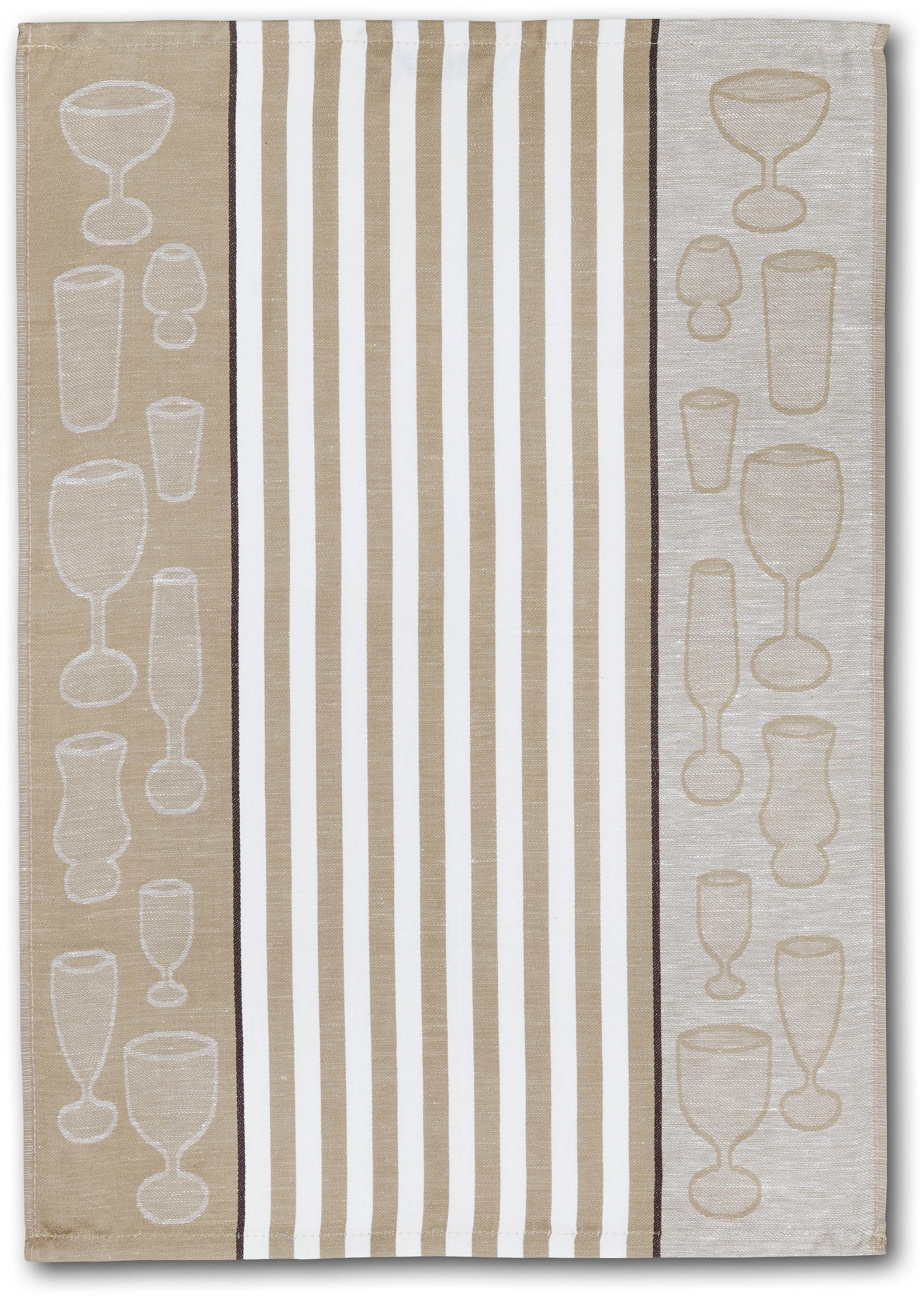 Dyckhoff Geschirrtuch »Gläser / Halbleinen«, (Set, 5 tlg.), mit Gläser & Streifen Motiv, Maße je Tuch ca. 50x70 cm