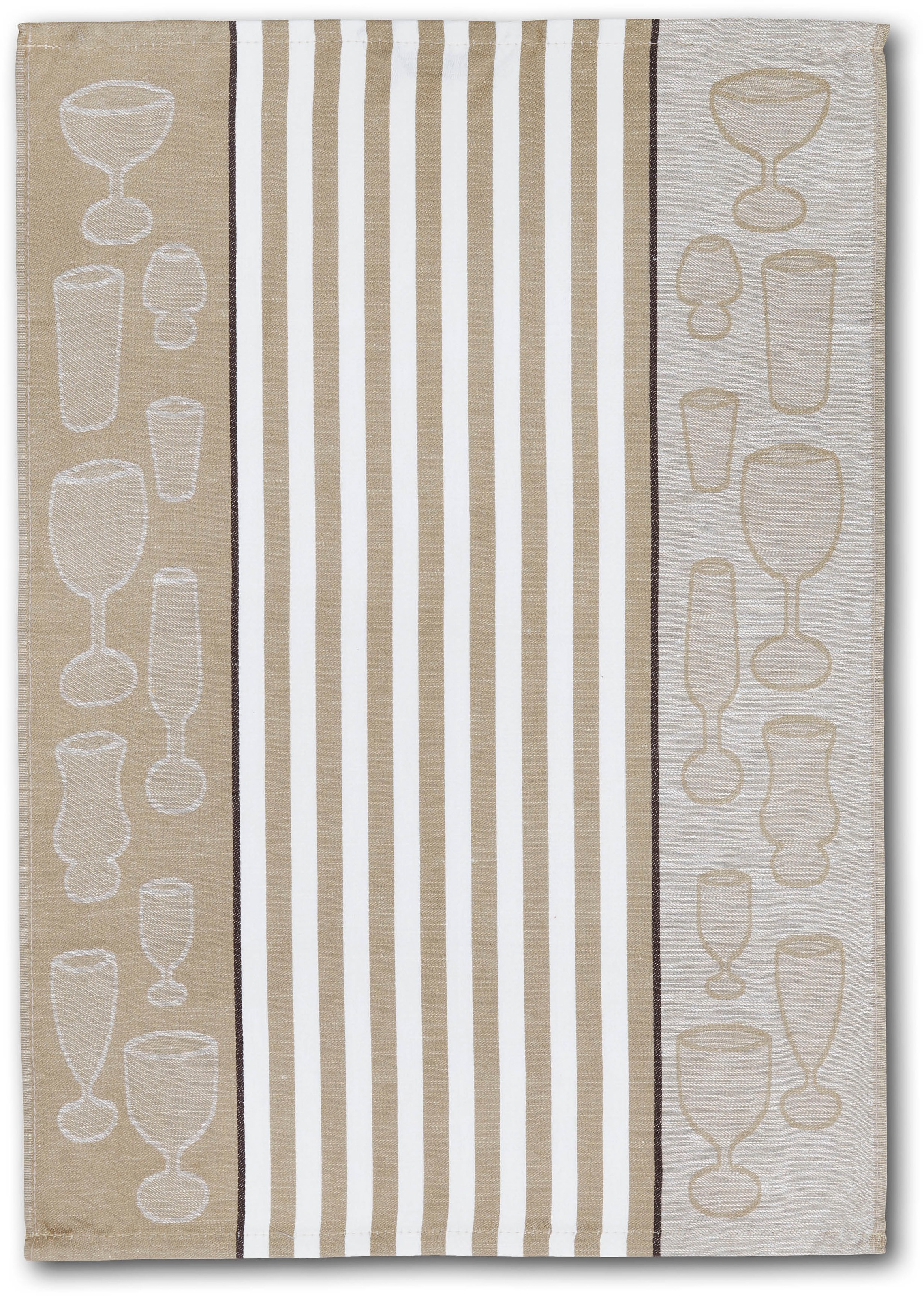 Thumbnail - Dyckhoff Geschirrtuch "Gläser / Halbleinen" mit Gläser & Streifen Motiv, Maße je Tuch ca. 50x70 cm