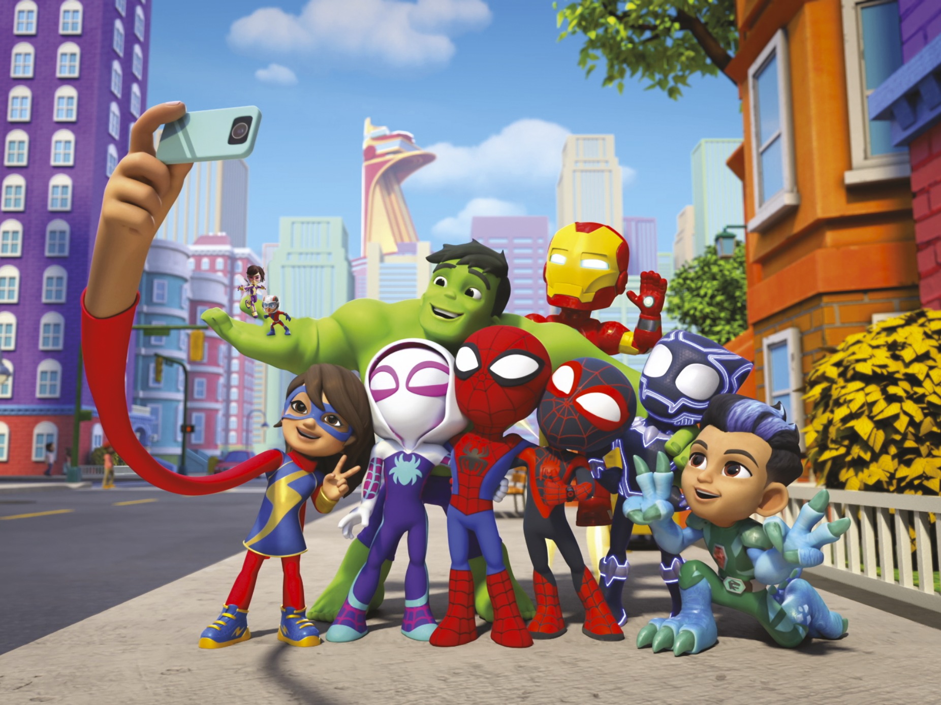 Komar Leinwandbild »Spidey and His Amazing Friends Selfie - Größe 40 x 30 cm«, Comic, (1 St.), Keilrahmenbild mit Echtholzrahmen, Kinderzimmer