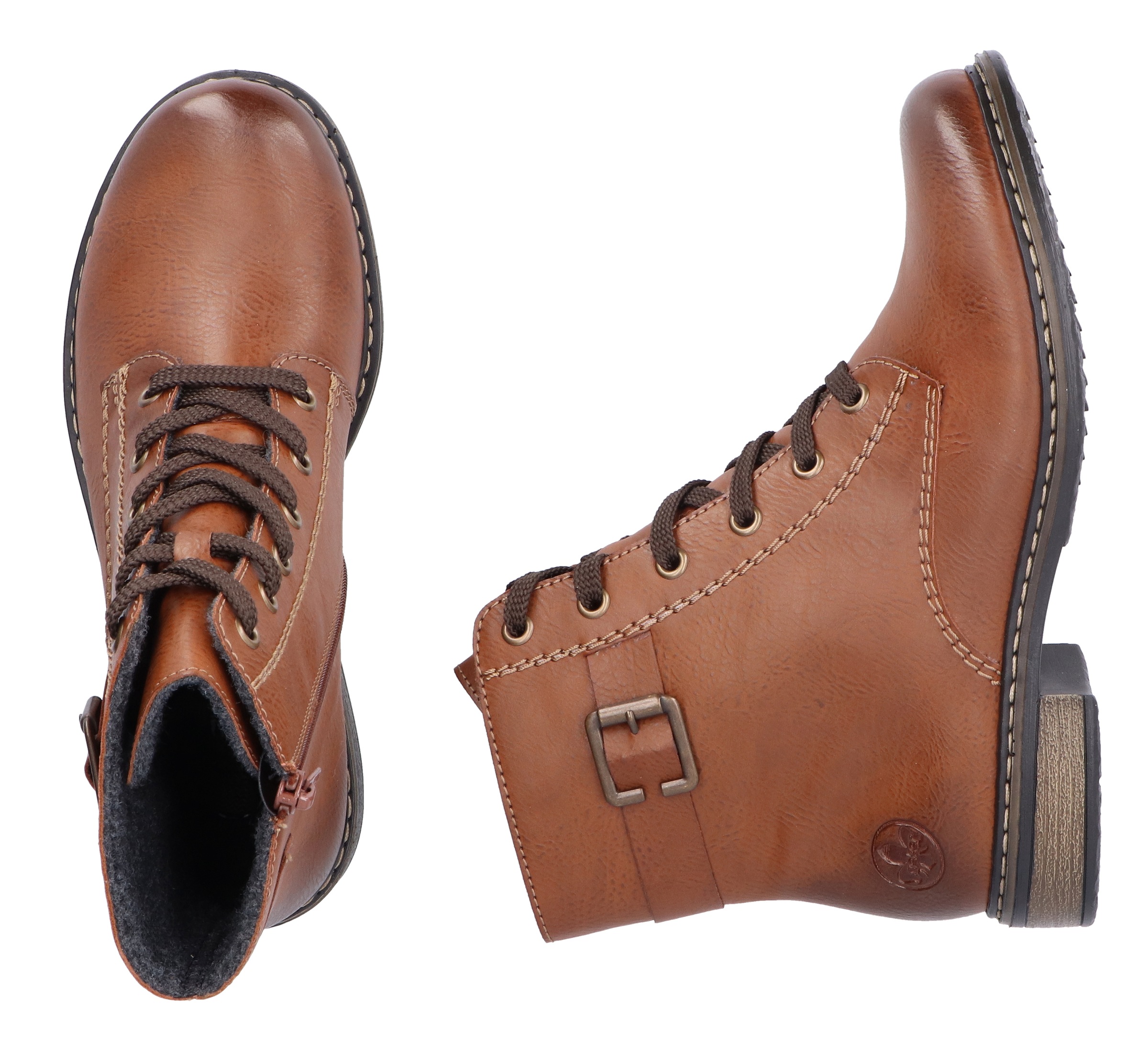 Rieker Schnürstiefelette, Schnürboots, Klassik-Boots, Blockabsatz, in Used-Optik