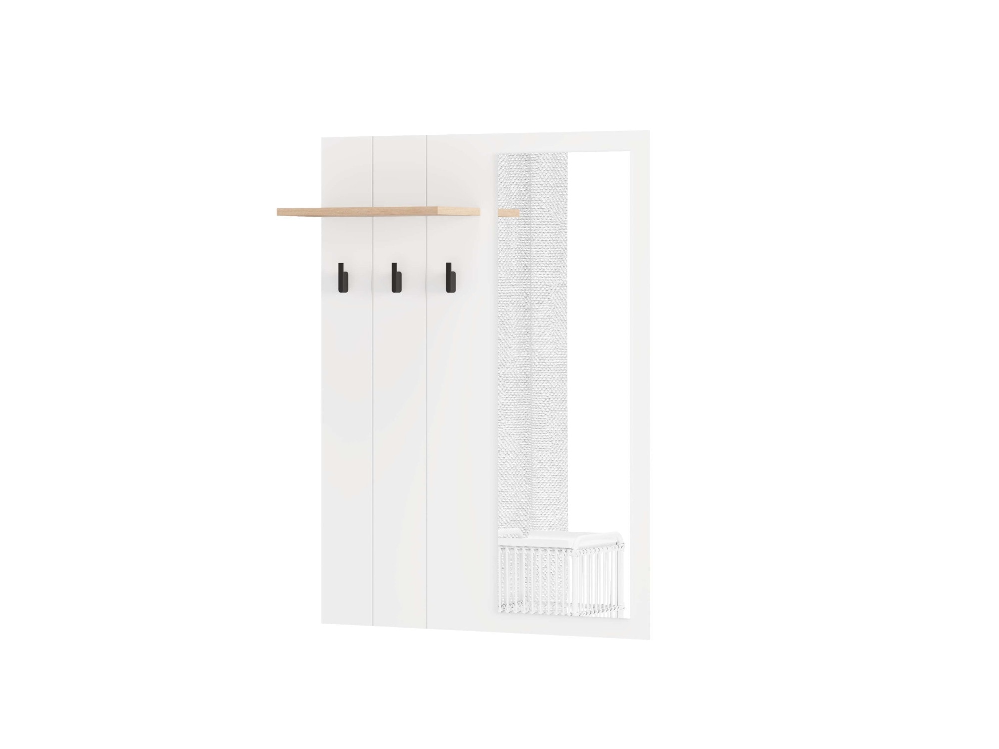 Home affaire Garderobenpaneel "Bedford, Wandregal Wandpaneel, Wandgarderobe praktisch & stillvoll" mit 3 Kleiderhaken, Spiegel und Ablage für Accessoires, Breite 76,5 cm