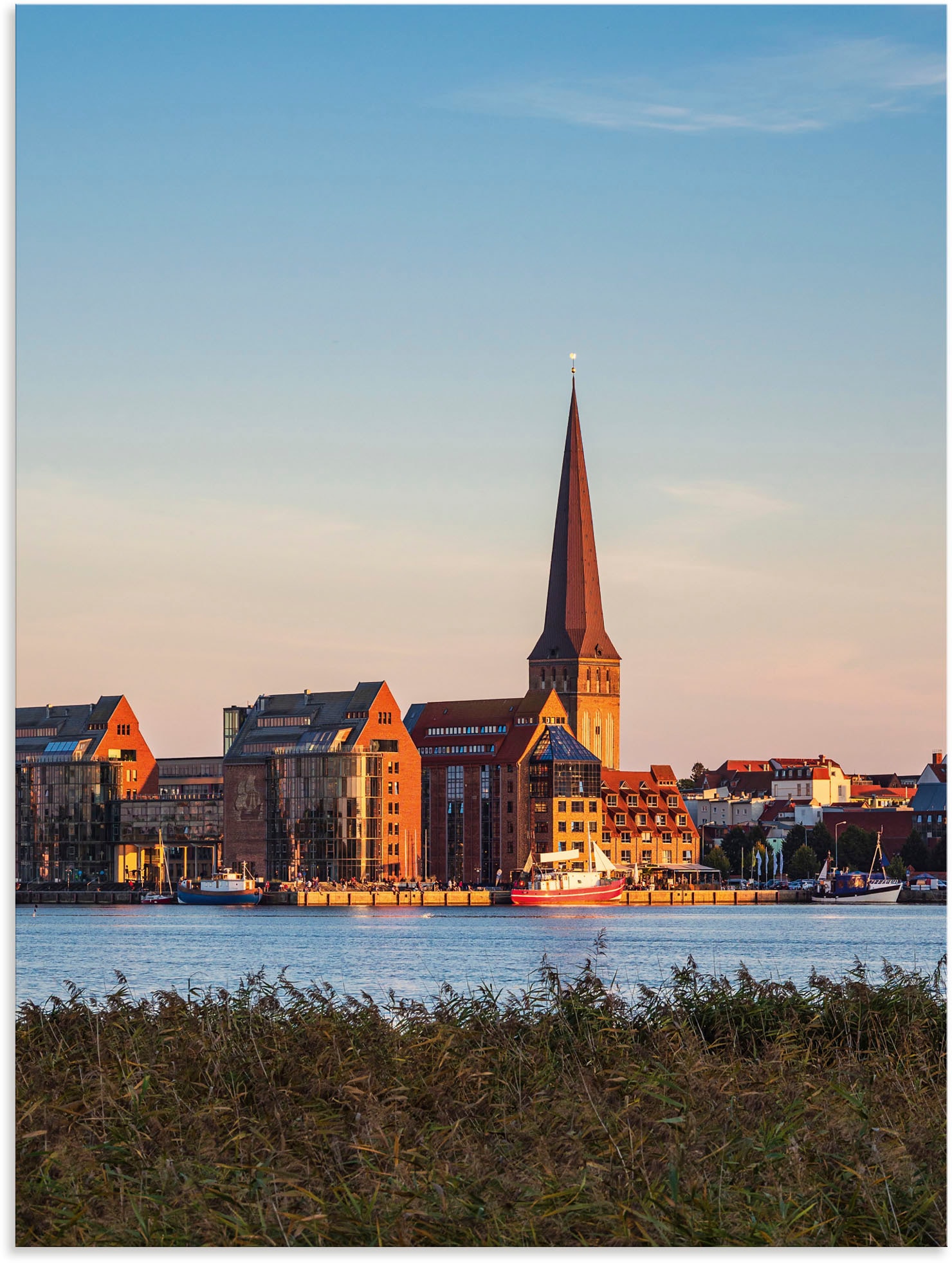 Artland Alu-Dibond-Druck "Blick über Warnow, Hansestadt Rostock", Rostock, (1 St.), für Innen- und Außenbereich geeignet