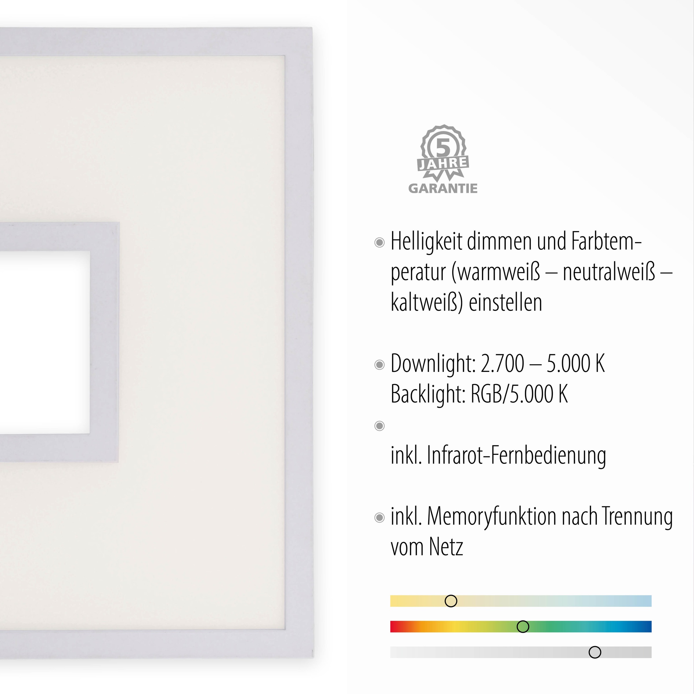 JUST LIGHT LED Deckenleuchte »RECESS«, 1 flammig, Leuchtmittel LED-Board | LED fest integriert, dimmbar über Fernbedienung