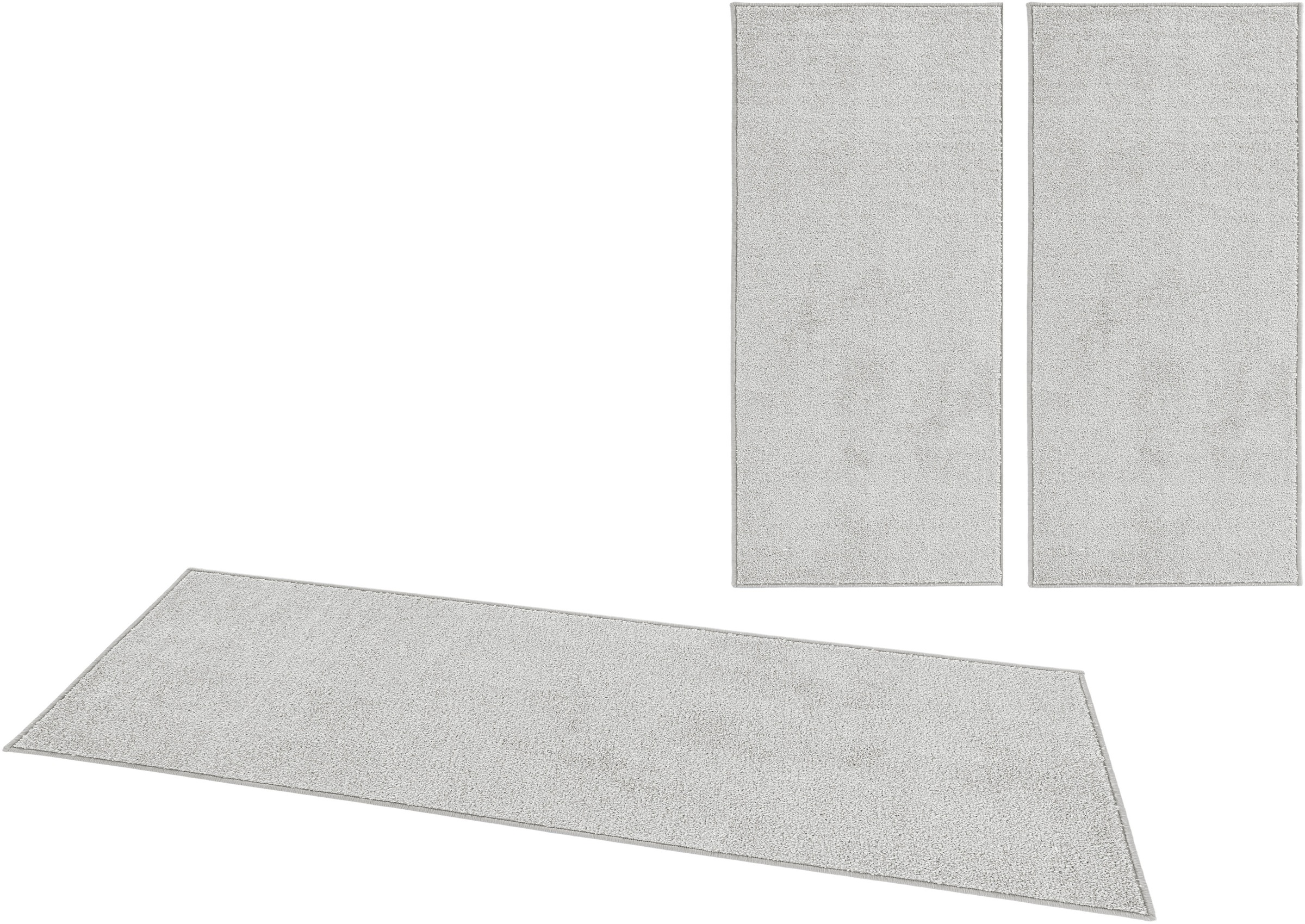 HANSE Home "Pure 100" Höhe 13 mm 3 Stk. tlg. Kurzflor, Unifarben, Teppich, Bettläufer, Bettvorleger, Teppichläufer