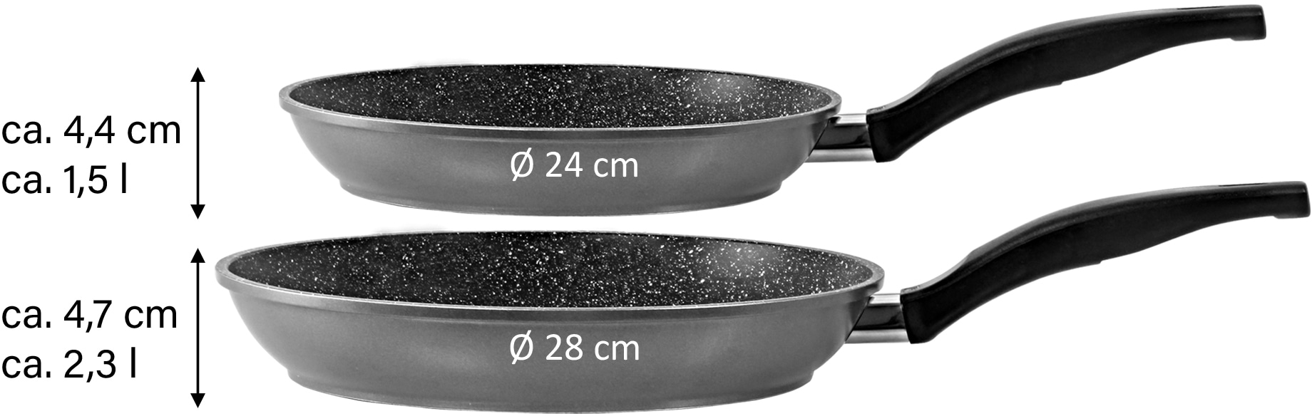 STONELINE Pfannen-Set, Aluminiumguss, (Set, 2 tlg., 1x Bratpfanne Ø 24 cm, 1x Bratpfanne Ø 28 cm), Induktion