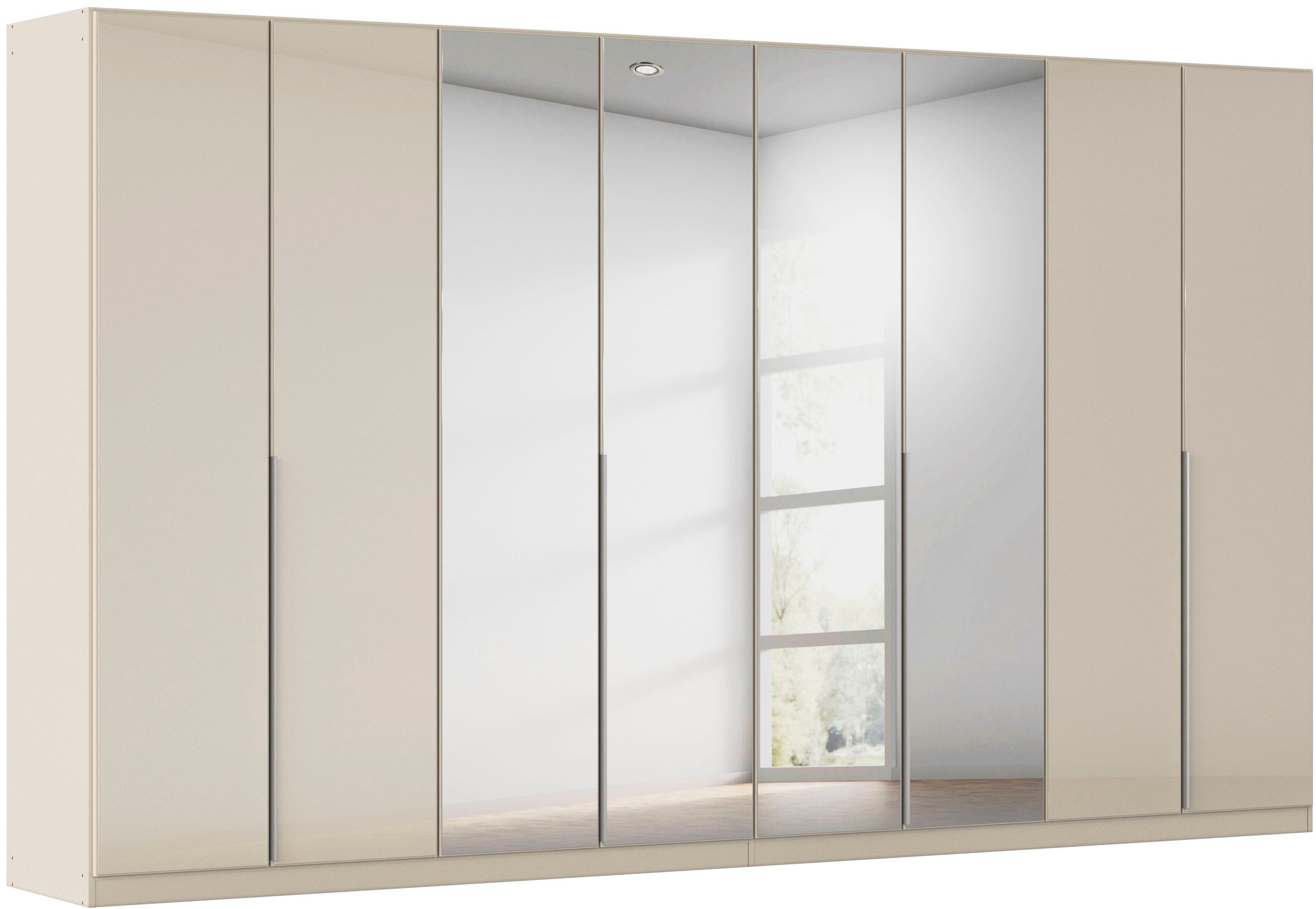 OTTO home Drehtürenschrank "Kleiderschrank Schrank Garderobe AGORDO mit Glasfront und Spiegel" in zwei Griff-Farben, Breiten 91-405 cm, durchdachte Innenausstattung, in 8 Breiten und 2 Höhen MADE IN GERMANY