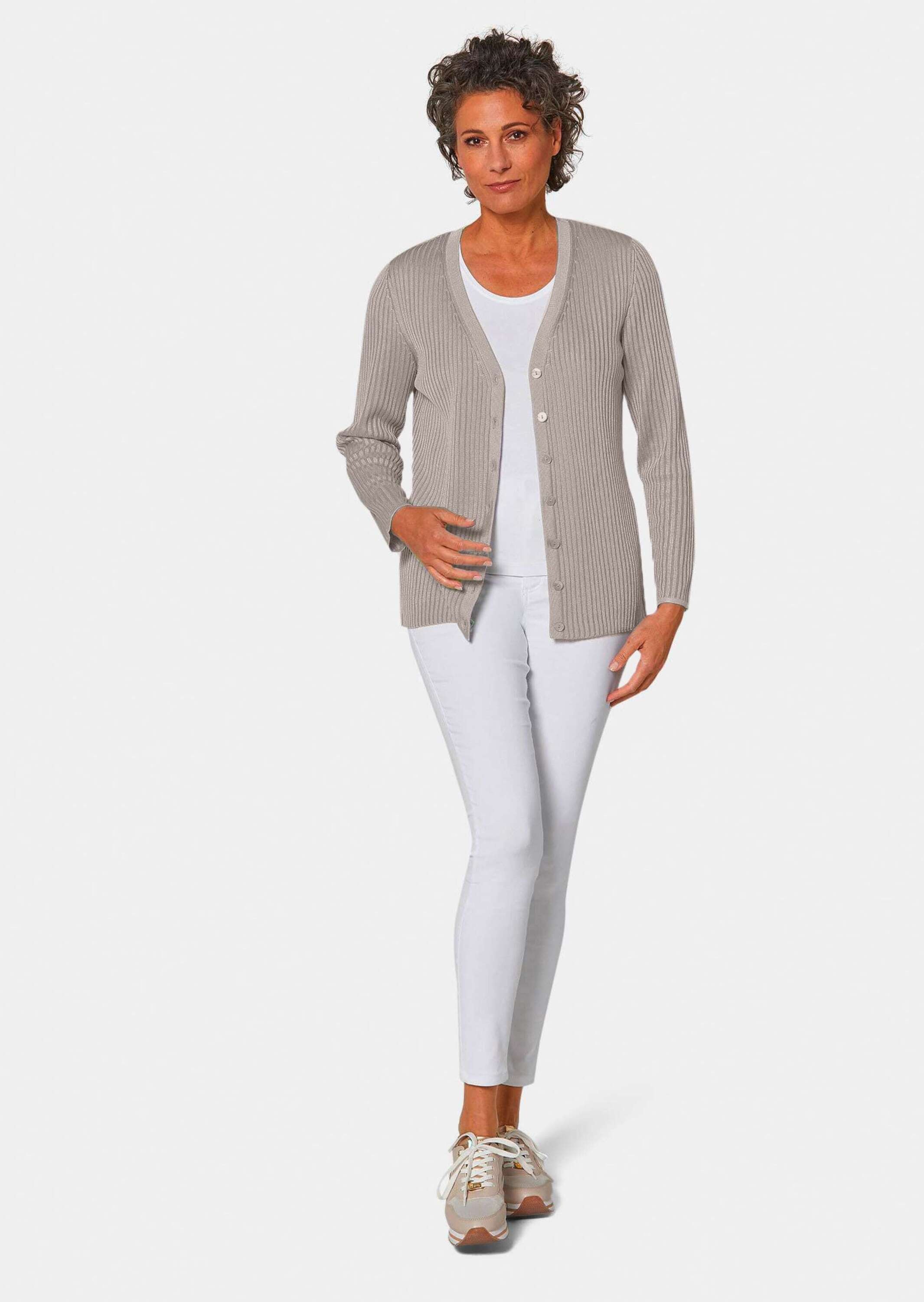 GOLDNER Strickjacke "Kurzgröße Edle Strickjacke in Rippenstruktur" Mit echt günstig online kaufen