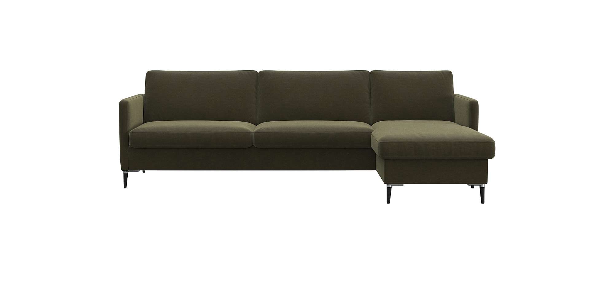 FLEXLUX Ecksofa "Fiore, super Sitzkomfort durch Kaltschaum im Sitz, L-Form" schmale Armlehnen, Füße Alu+schwarz