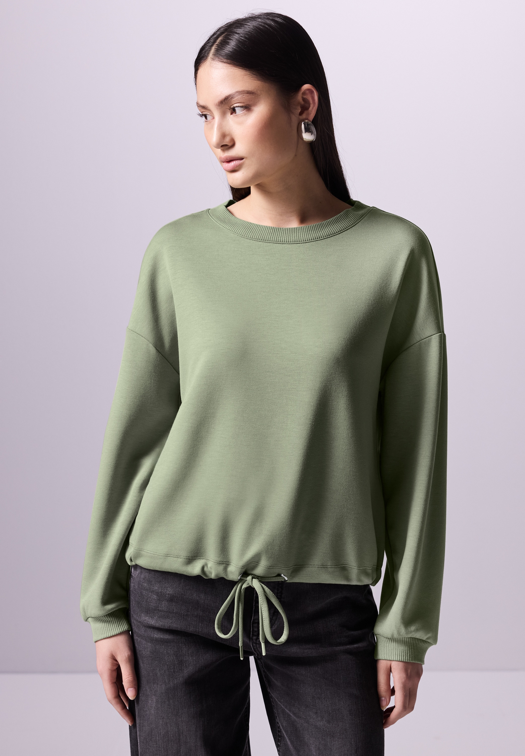 STREET ONE STUDIO Langarmshirt, mit Tunnelzug am Saum