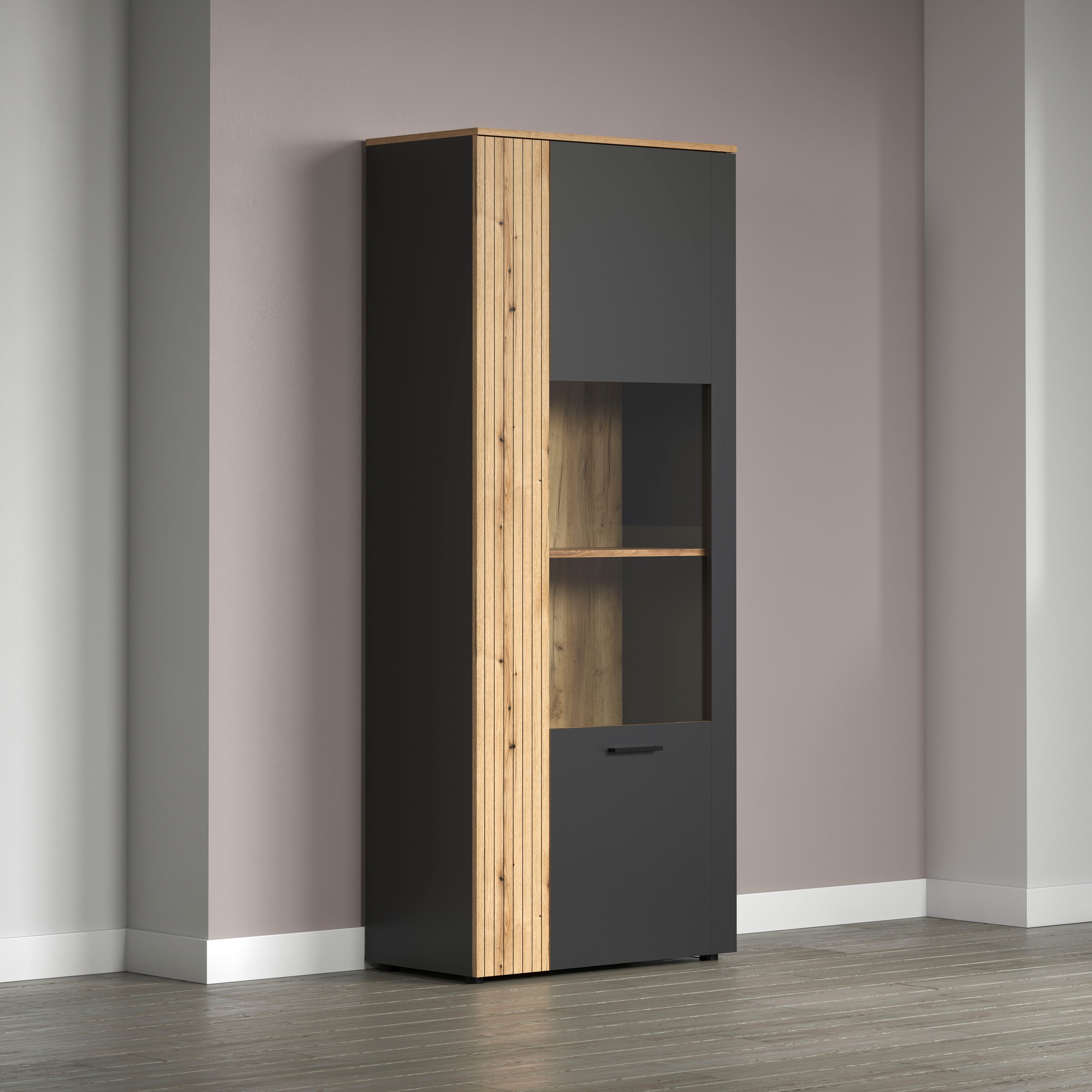 Home affaire Standvitrine »Estepona« 1 Stk. tlg. Standvitrine mit 2 Türen - (B/T/H) 80/42/195 cm