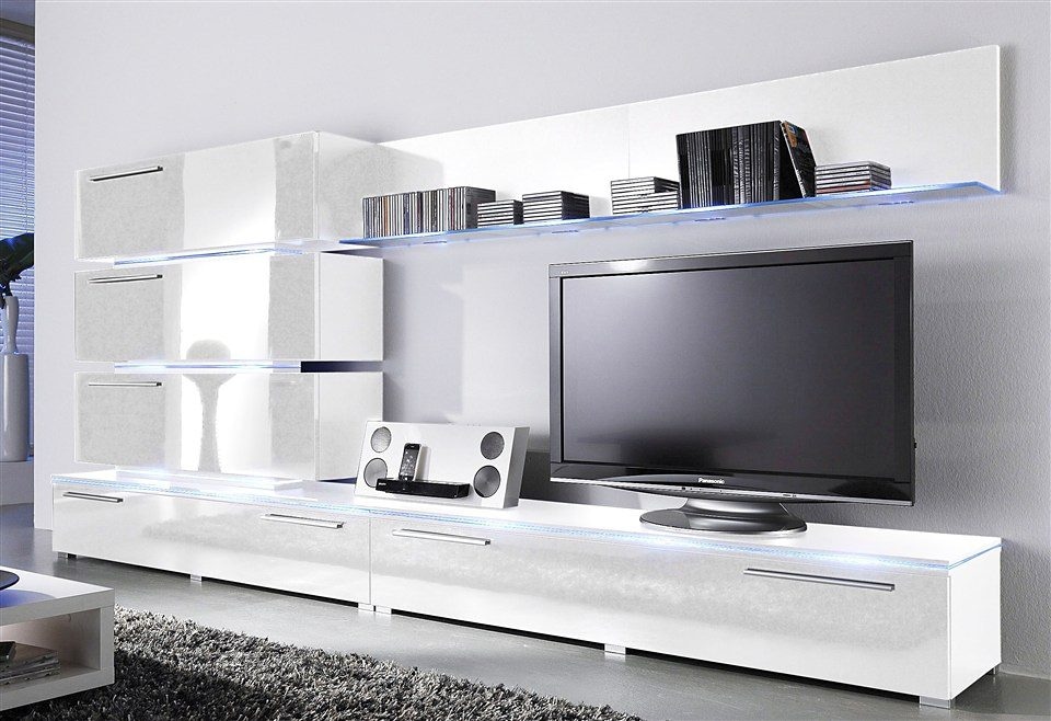 Wohnwand HÖLTKEMEYER, weiß, Wohnzimmer, Kastenmöbel-Sets, "Line"