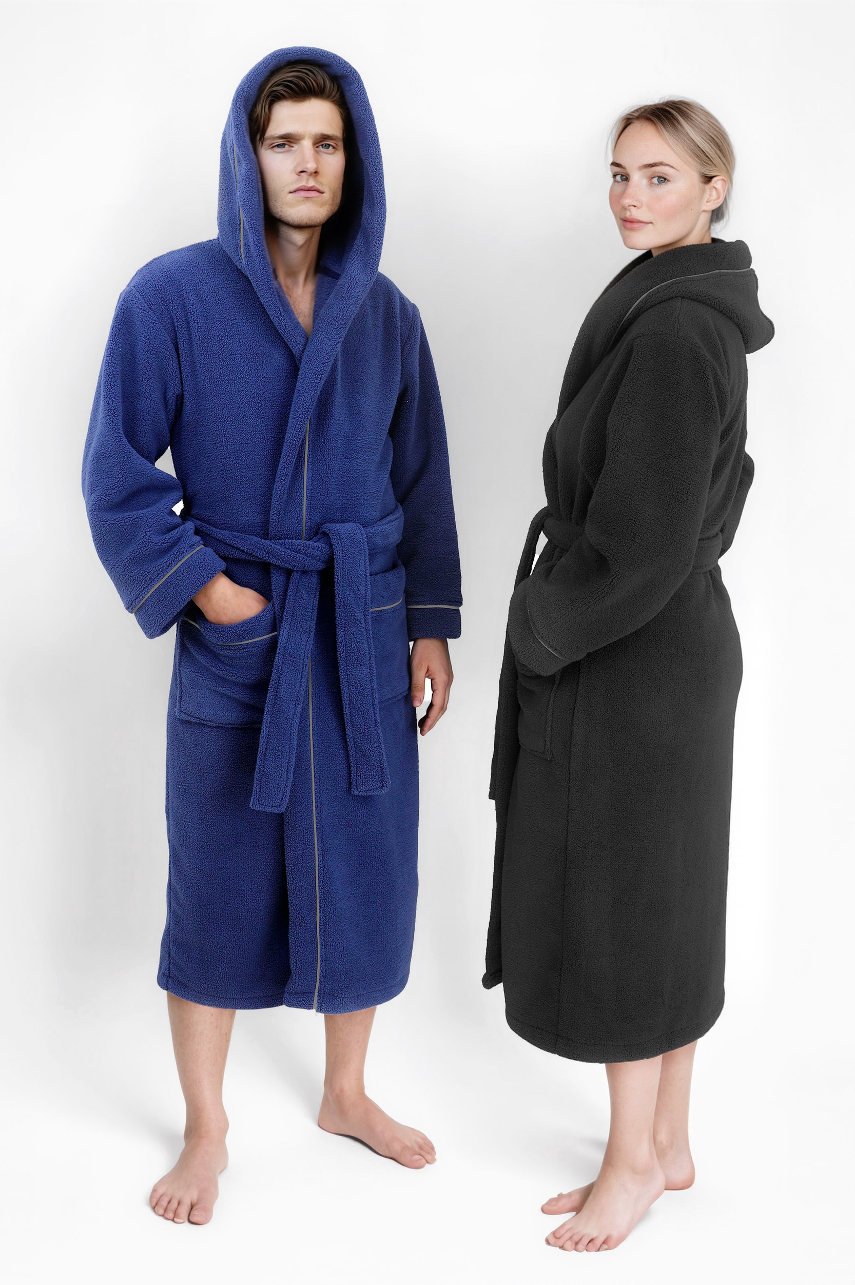 my home Unisex-Bademantel »Lillou, ideal für Sauna & Spa, Hotelbademantel, Morgenmantel«, (1 St.), kuschelig weicher Fleece, für Damen und Herren, XS-3XL