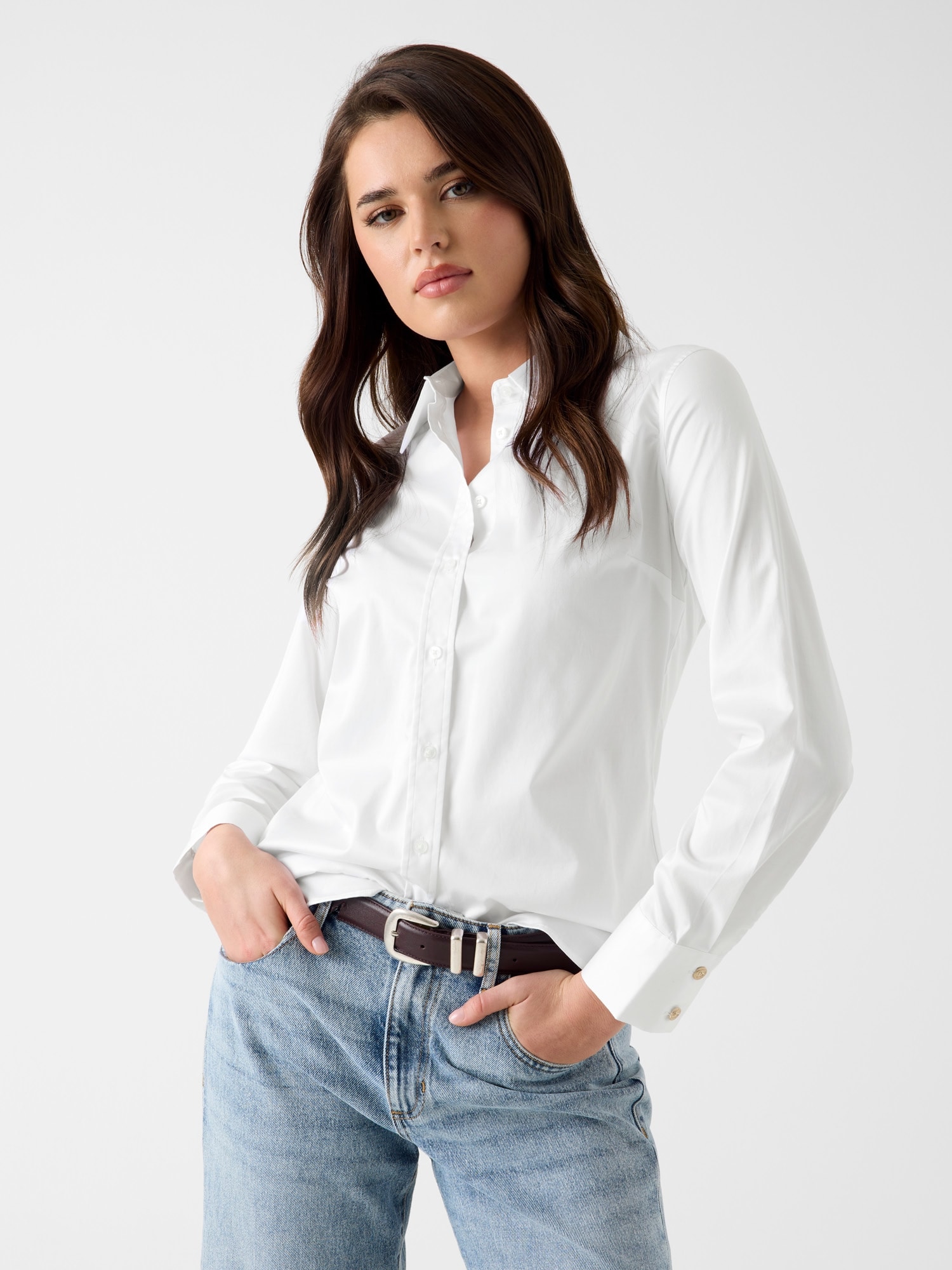 Guess Hemdbluse »NEW CATE SHIRT« mit Logostickerei, Slim Fit