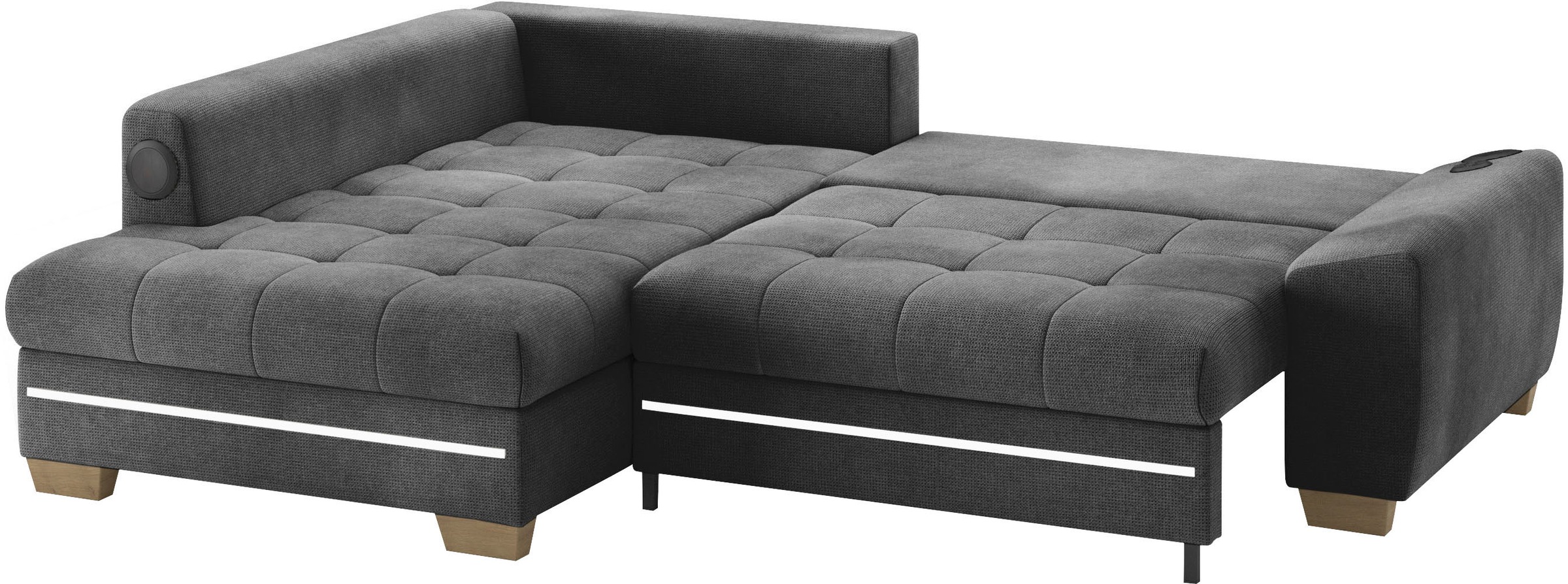 Mr. Couch Ecksofa »Nikita II, L-Form«, mit Kaltschaum, RGB-LED, Soundsystem, wahlweise mit Bett, Bettkasten