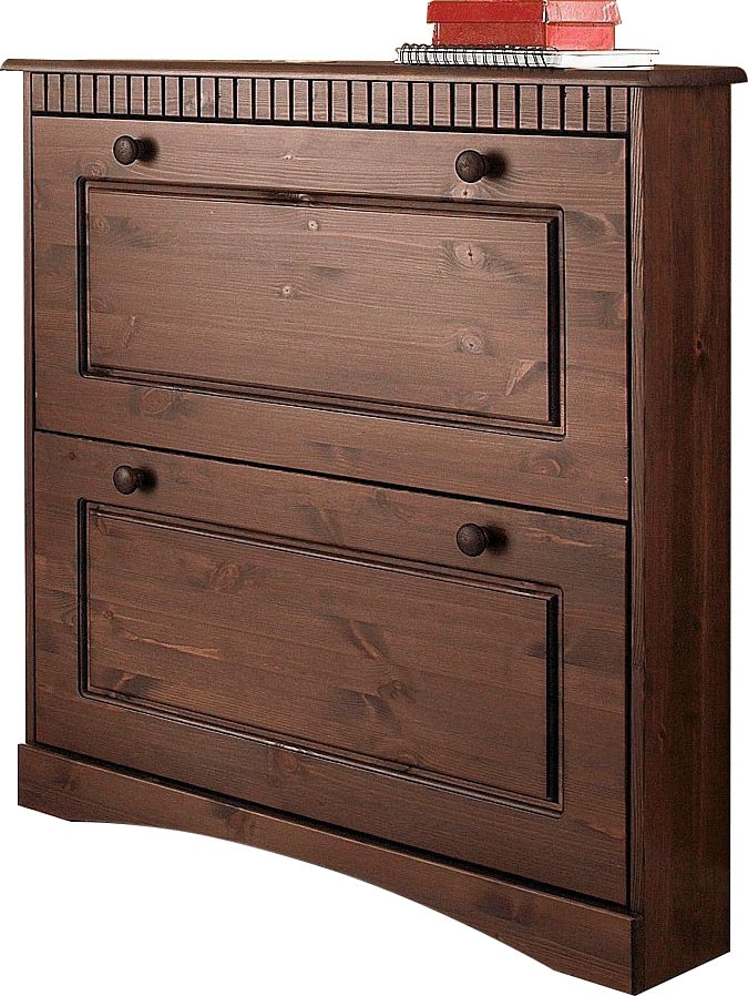 OTTO home Schuhschrank "Rustic, Schukommode, Schuhkipper, Dielenmöbel" Made in Europe, aus massiver Kiefer, 2 Schuhklappen, für 6-8 Paar, Kassettenoptik