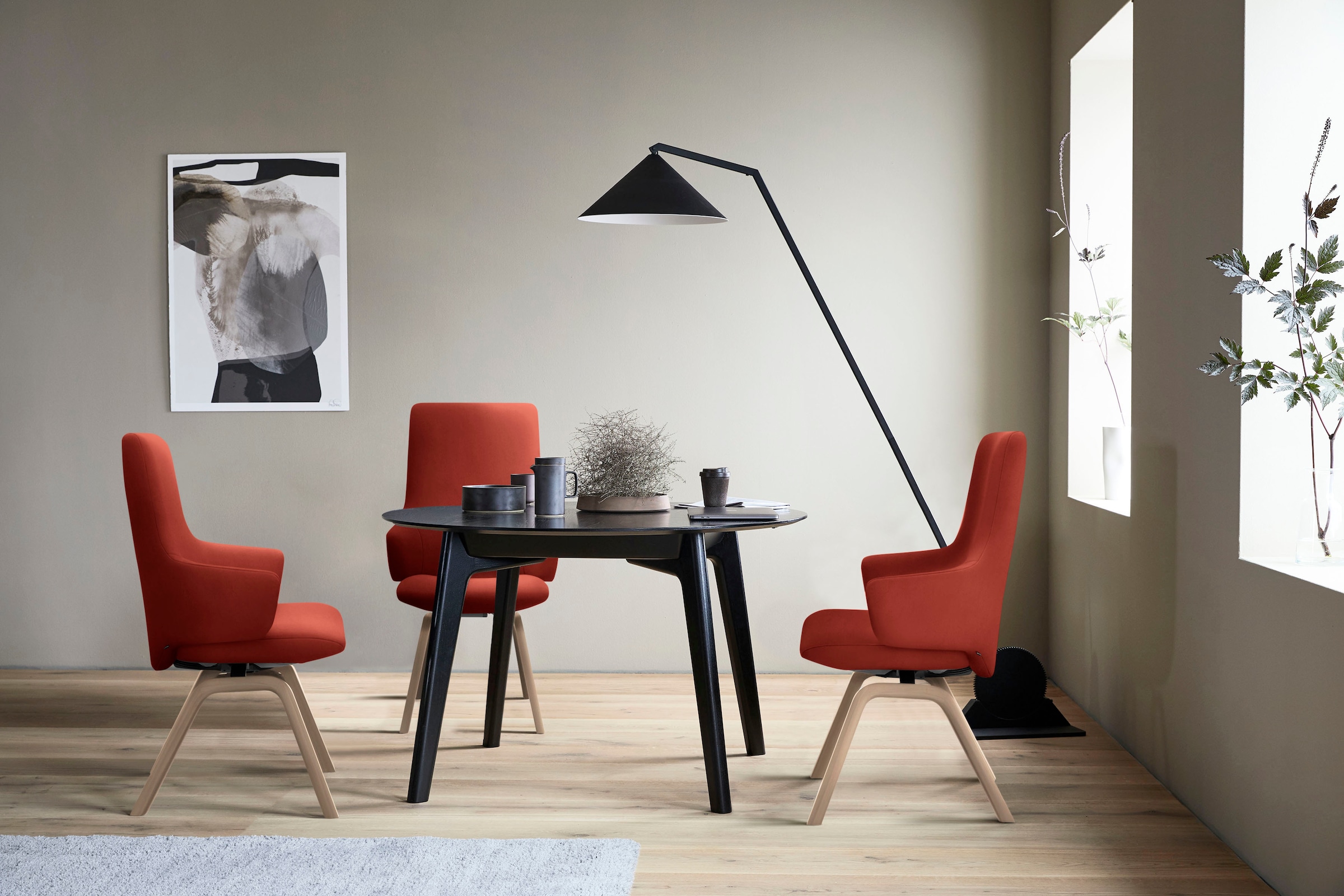Stressless Polsterstuhl "Laurel" () High Back mit Armlehne, Größe L, schräggestellte Beine in Walnuss